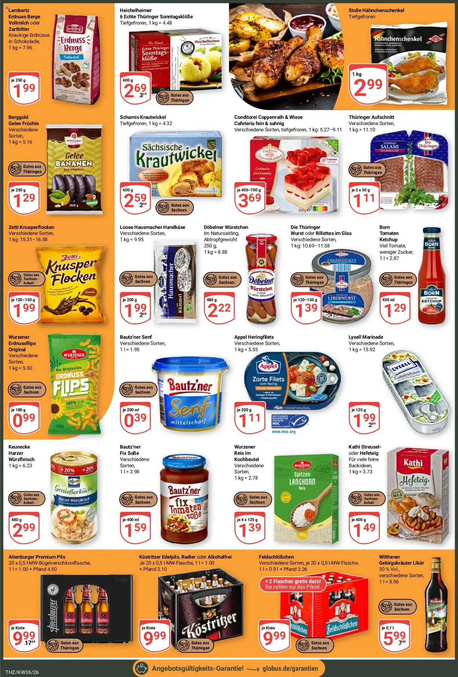 Globus Prospekt Theißen – gültig ab 31.08.2026 | Seite: 2 | Produkte: Hahnchenschenkel, Bananen, Soße, Reis