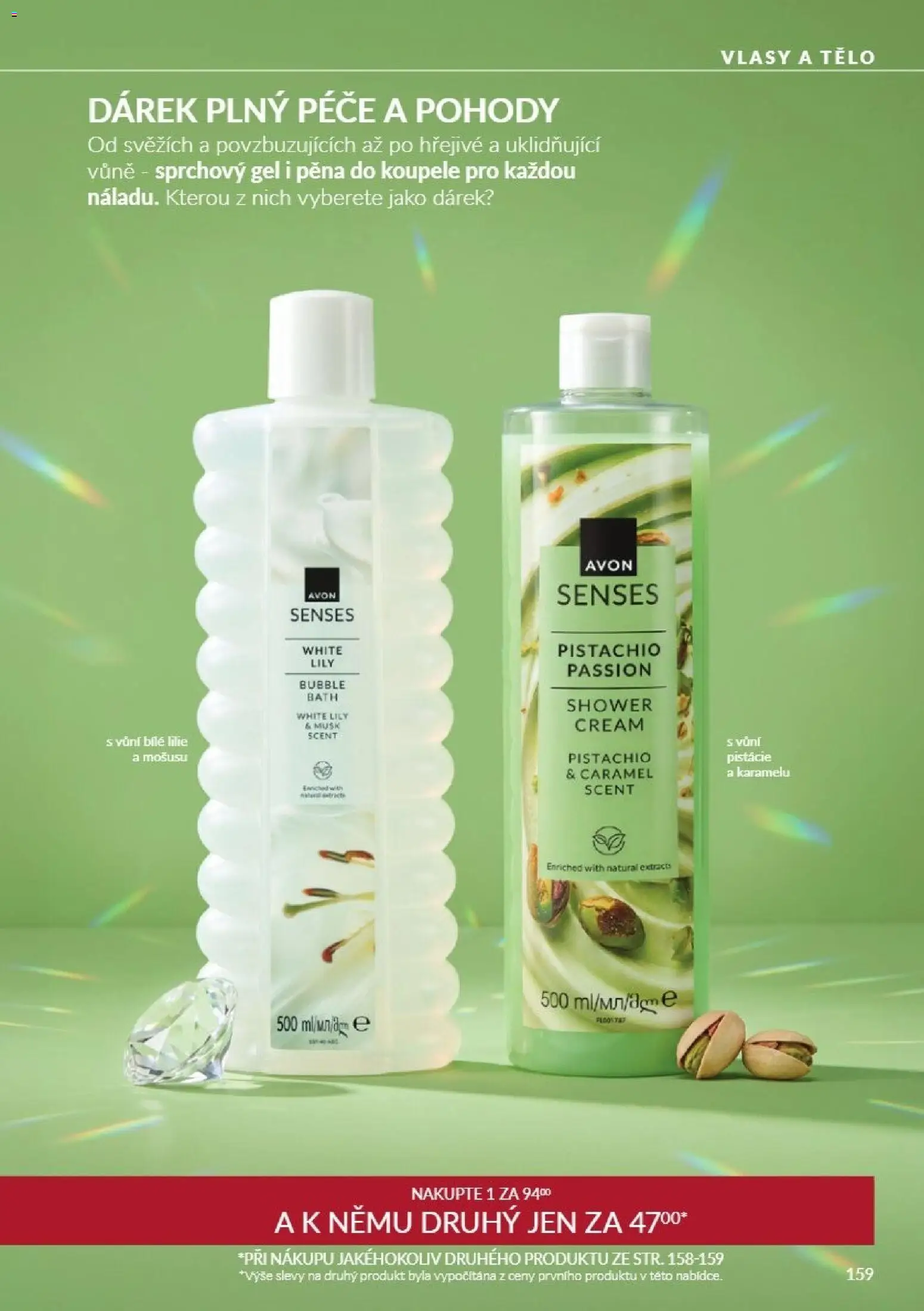 Avon Katalog 11/2026 od 01.11.2026 | Strana: 159 | Produkty: Sprchový gel, Pěna do koupele, Pistácie, Pěna