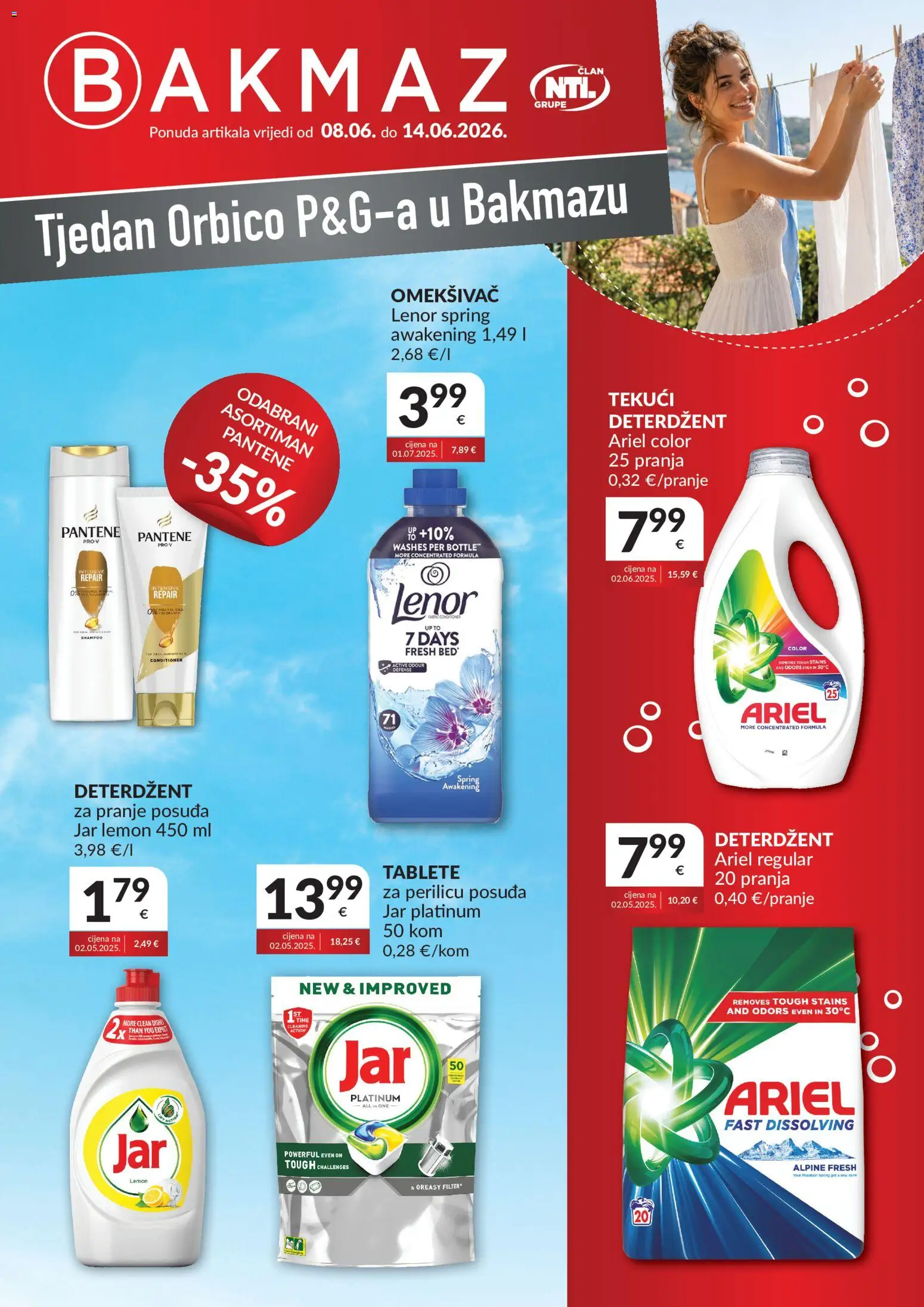 Bakmaz katalog | vrijedi od 08.06.2026 | Stranica: 1 | Proizvodi: Deterdžent, Jar, Ariel, Lenor