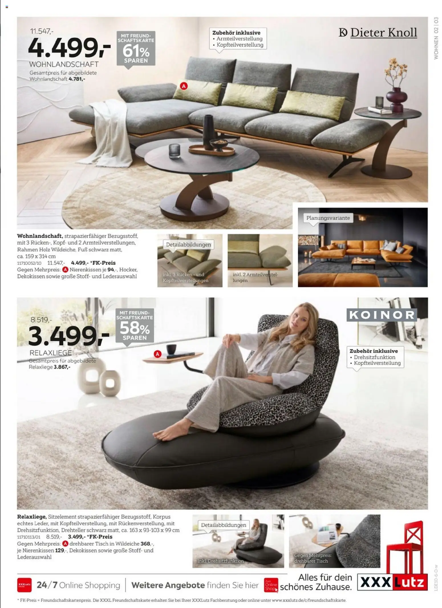 XXXLutz KOINOR Spezial – gültig ab 03.10.2026 | Seite: 3 | Produkte: Wohnlandschaft, Relaxliege, Tisch