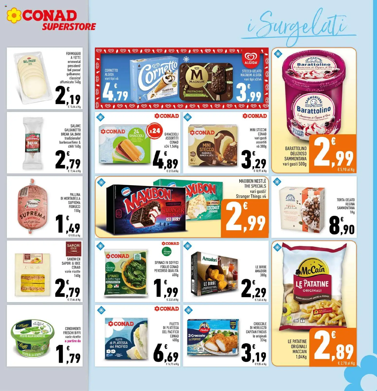 Volantino Conad del 04.06.2026 | Pagina: 13 | Prodotti: Merluzzo, Formaggio, Spinaci, Amarena