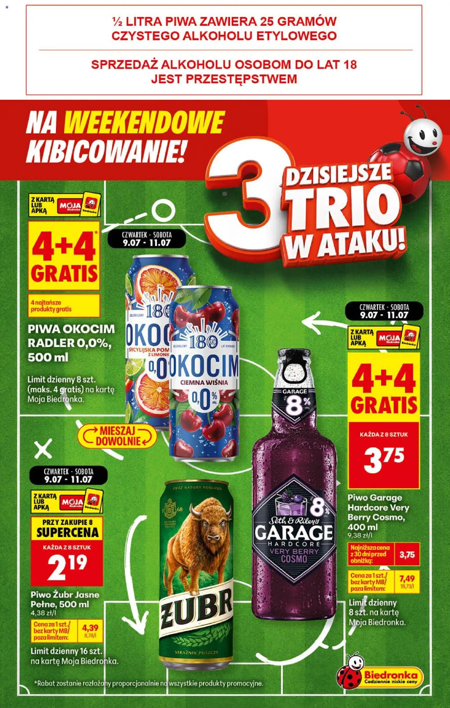 Biedronka Polsko leták - Football weekend oferta od 09.07.2026 | Strana: 4 | Produkty: Zubr, Radler, Karty