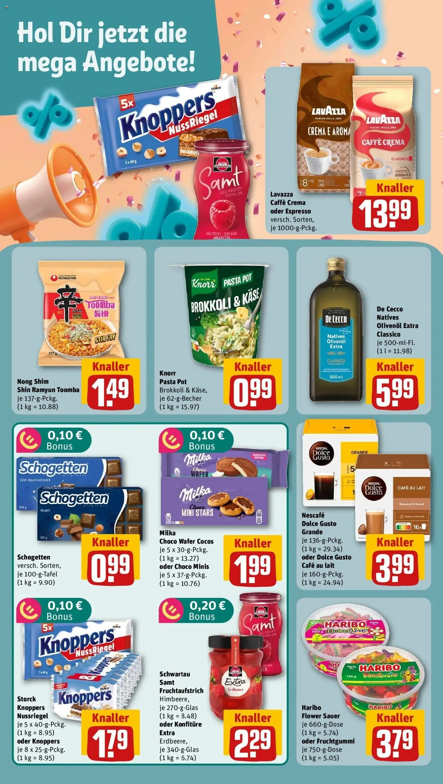 REWE Prospekt ab 28.09.2026 zum Blättern » Angebote | Seite: 8 | Produkte: Lavazza, Nescafe, Knoppers, Pasta
