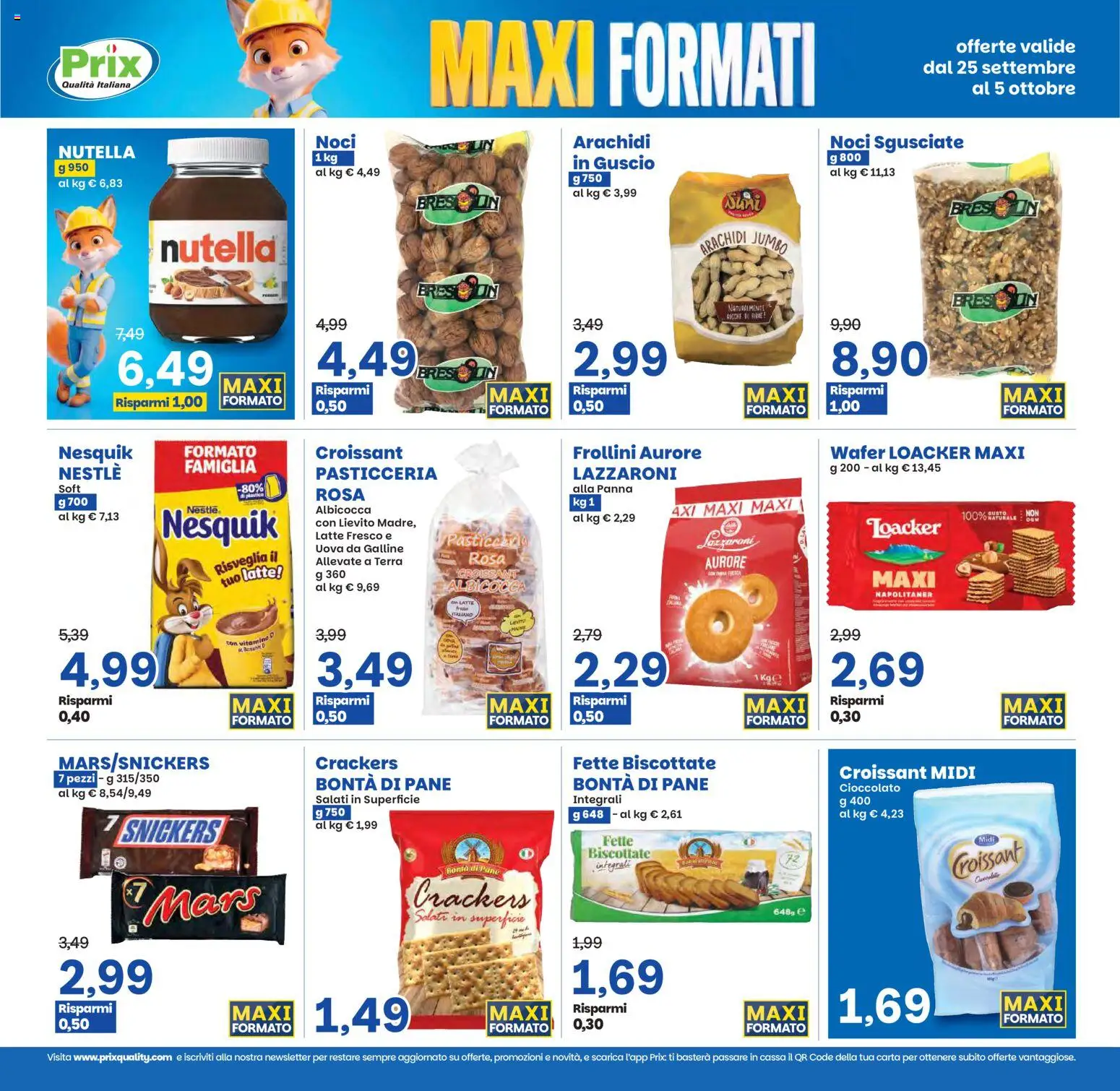 Volantino Prix del 25/09/2026 | Pagina: 5 | Prodotti: Latte, Noci, Fette biscottate, Frollini
