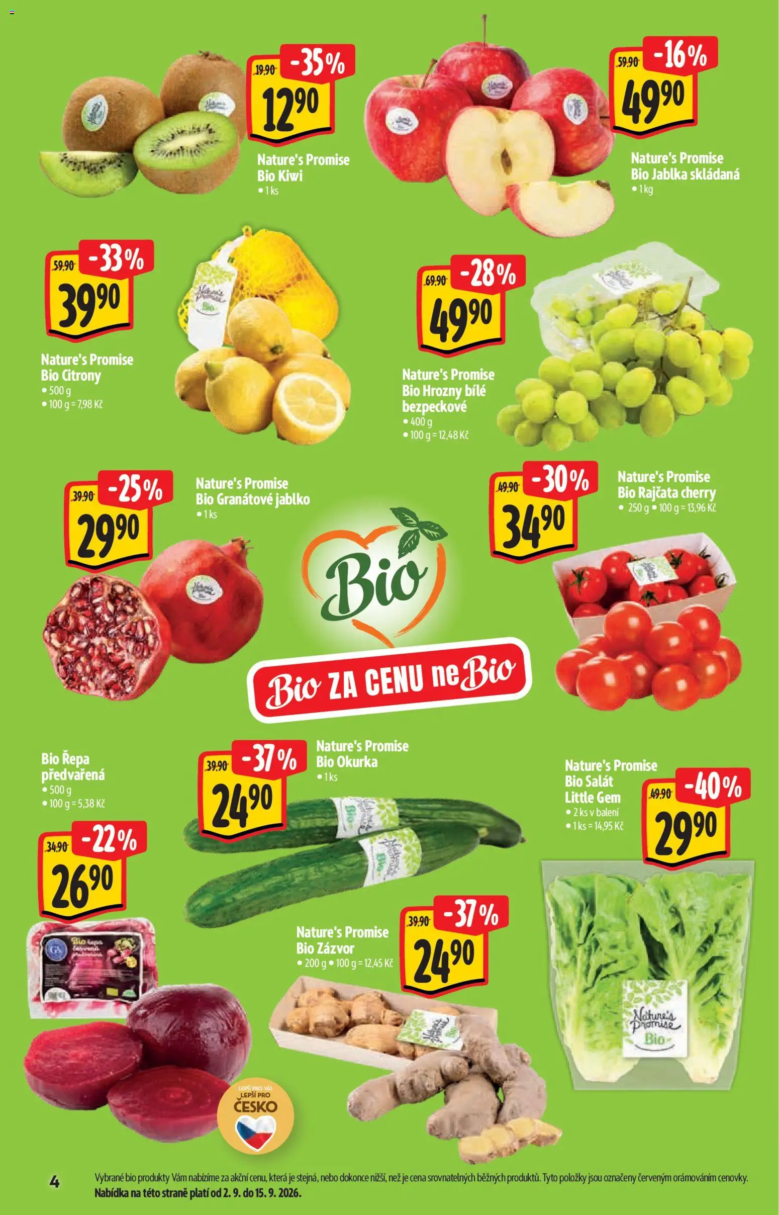 Albert katalog - Hypermarket - Bio od 02.09.2026 | Strana: 4 | Produkty: Granátové jablko, Citróny, Zázvor, Hrozny
