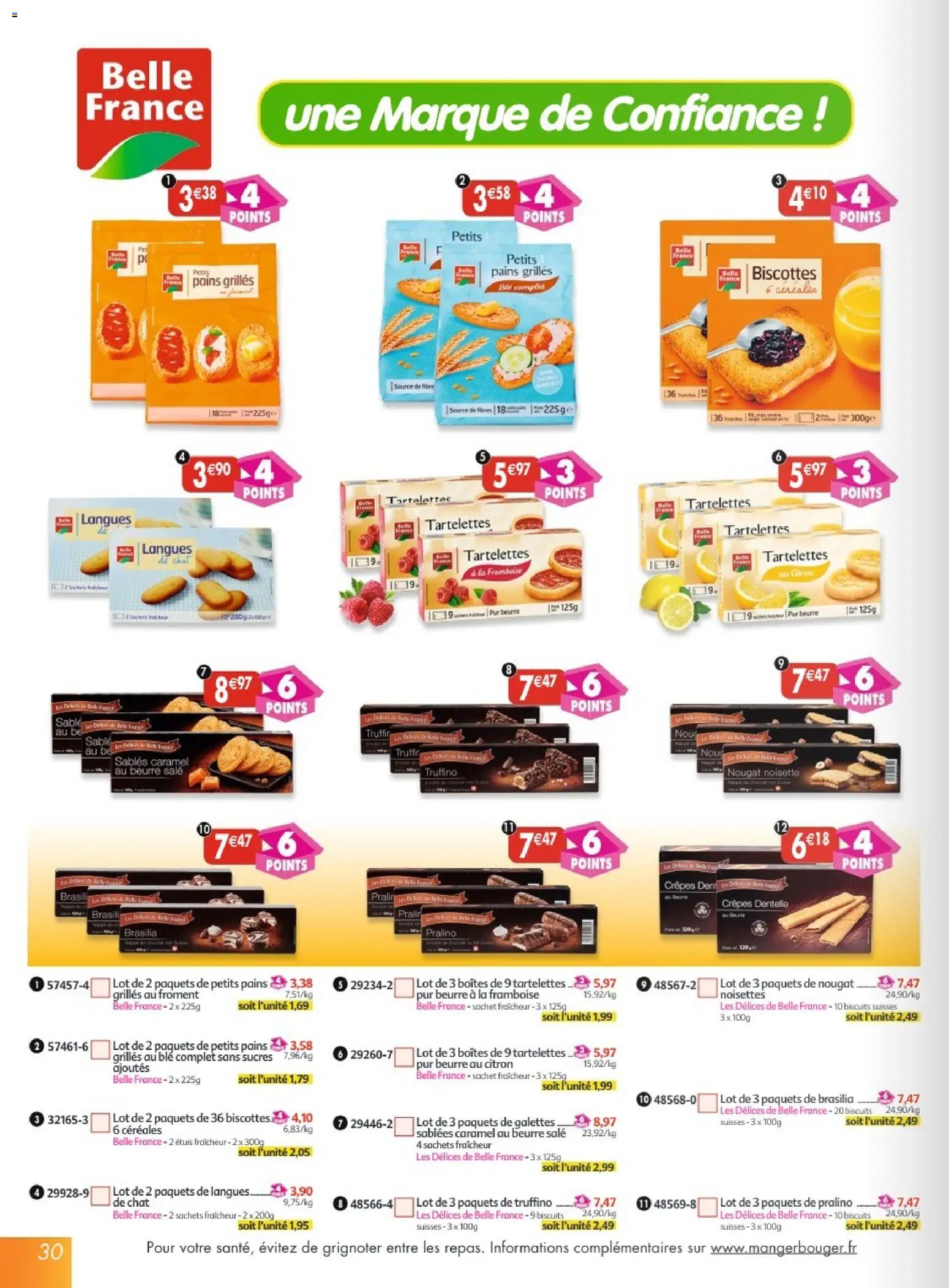 {H1} | Page: 30 | Produits: Framboise, Noisette, Nougat, Beurre
