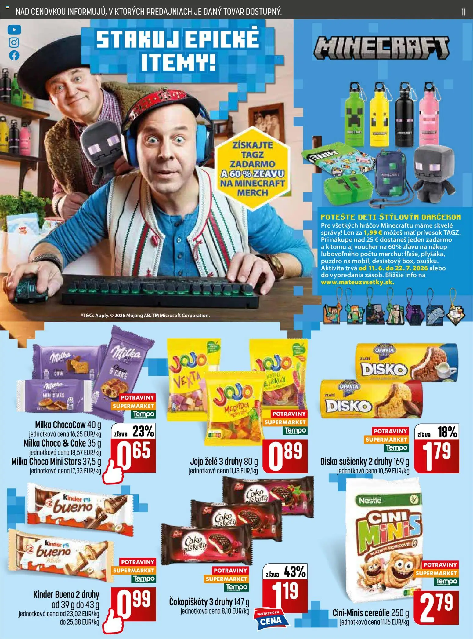 Nové COOP Jednota akcie – leták je platný od 18.06.2026 | Strana: 11 | Produkty: Kinder, Cereálie, Milka, Puzdro