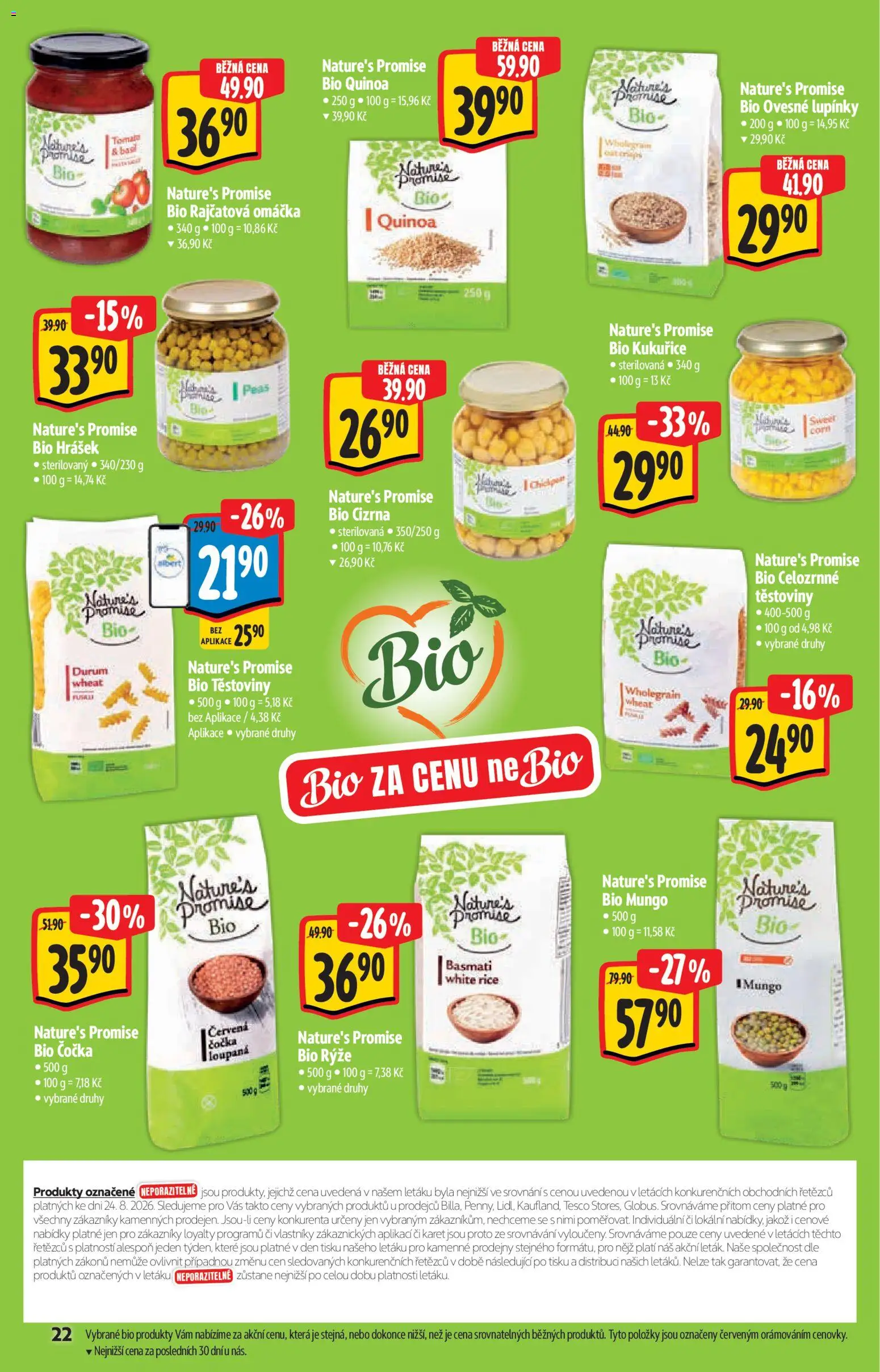 Albert katalog - Hypermarket - Bio od 02.09.2026 | Strana: 22 | Produkty: Čočka, Rajčatová omáčka, Celozrnné těstoviny, Quinoa