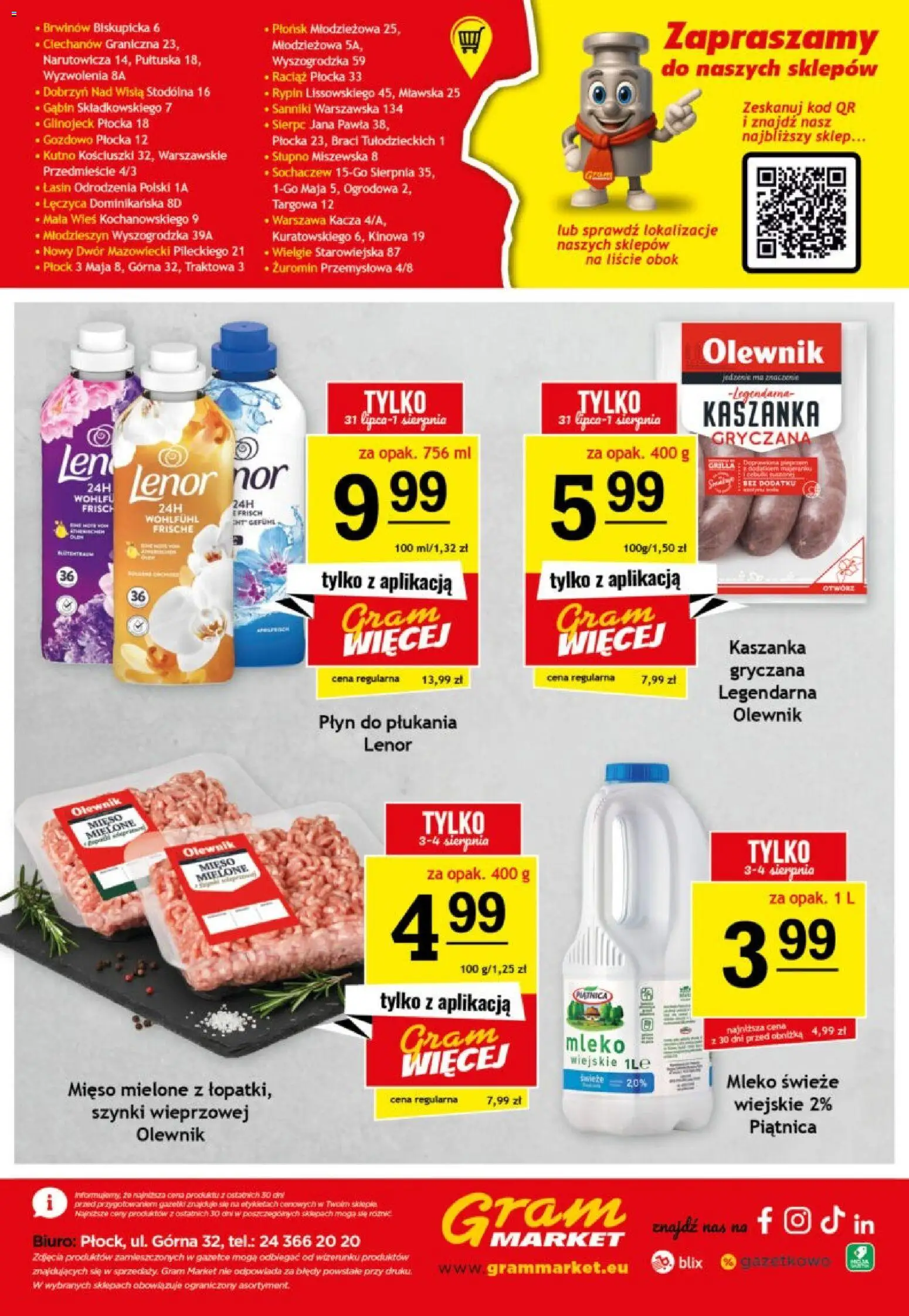 Gram Market gazetka od 29.07.2026 | Strona: 16 | Produkty: Mięso, Mięso mielone, Kaszanka, Mleko