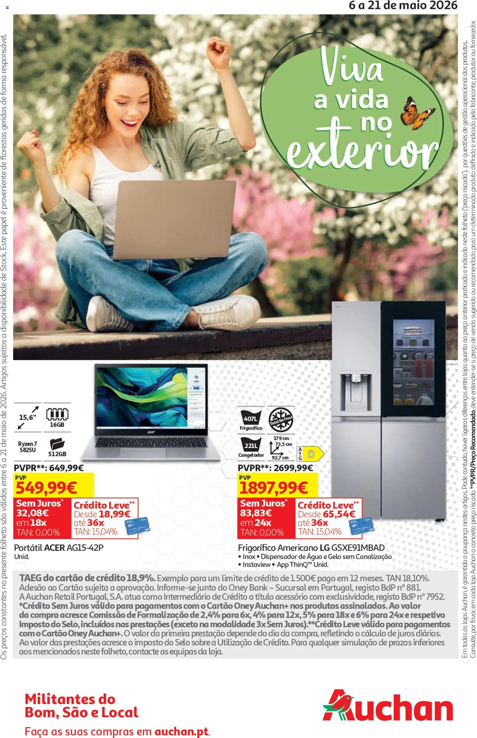 Auchan - Vida no Exterior │ válido de 06.05.2026 | Página: 36 | Produtos: Agua, Faca, Frigorífico, Congelador