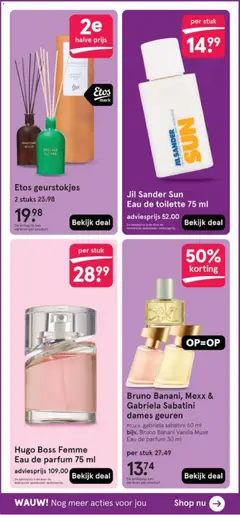 Bruno Banani, Mexx & Gabriela Sabatini dames geuren, m.u.v. gabriela sabatini 60 ml bijv. Bruno Banani Vanilla Muse Eau de parfum 30 ml - Voorbeeld van een folder van Etos, geldig van 11.05.2026 | Pagina: 68