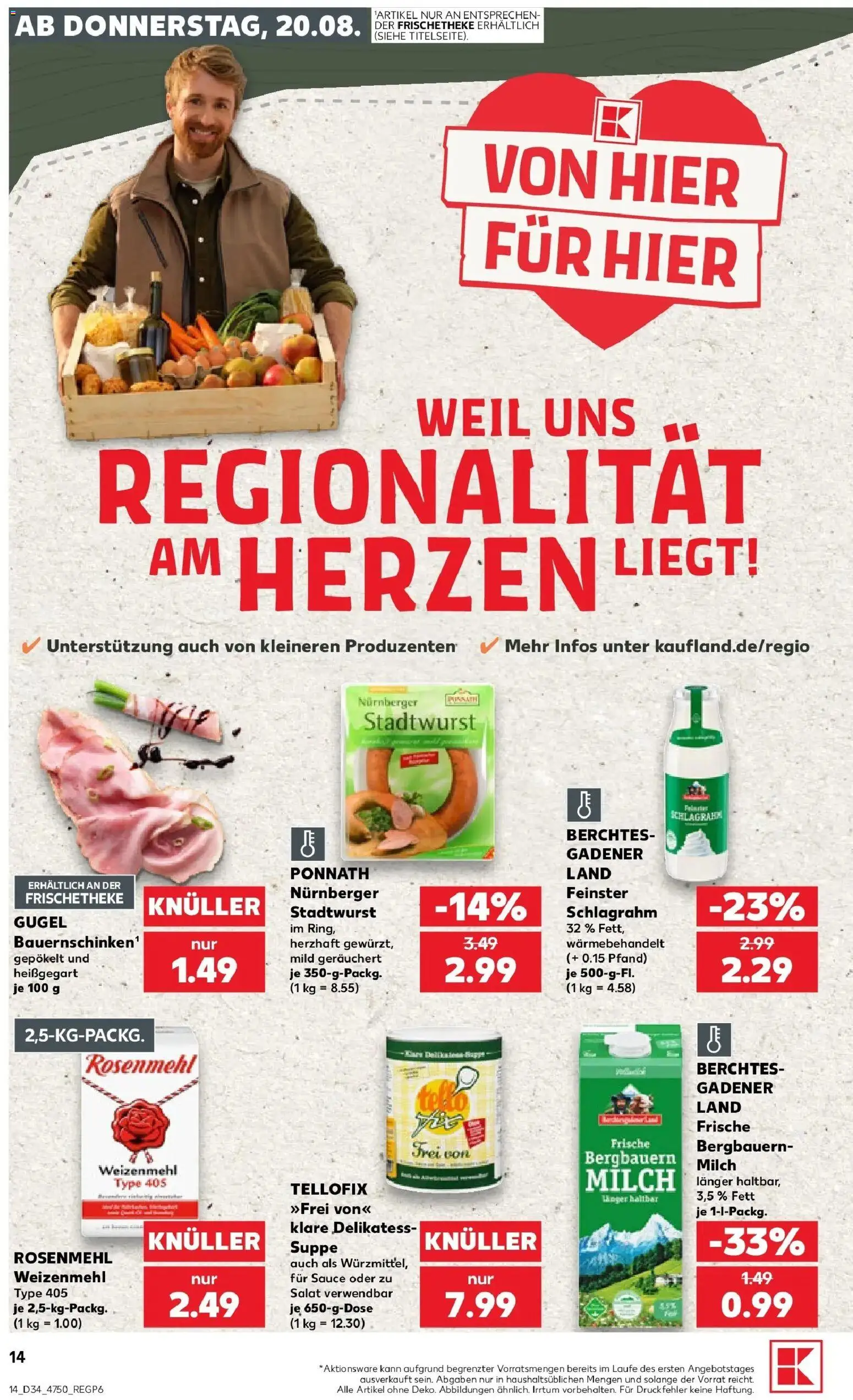 Prospekt Kaufland ab 20.08.2026 » Angebote Online zum Blättern | Seite: 14 | Produkte: Milch, Weizenmehl, Salat