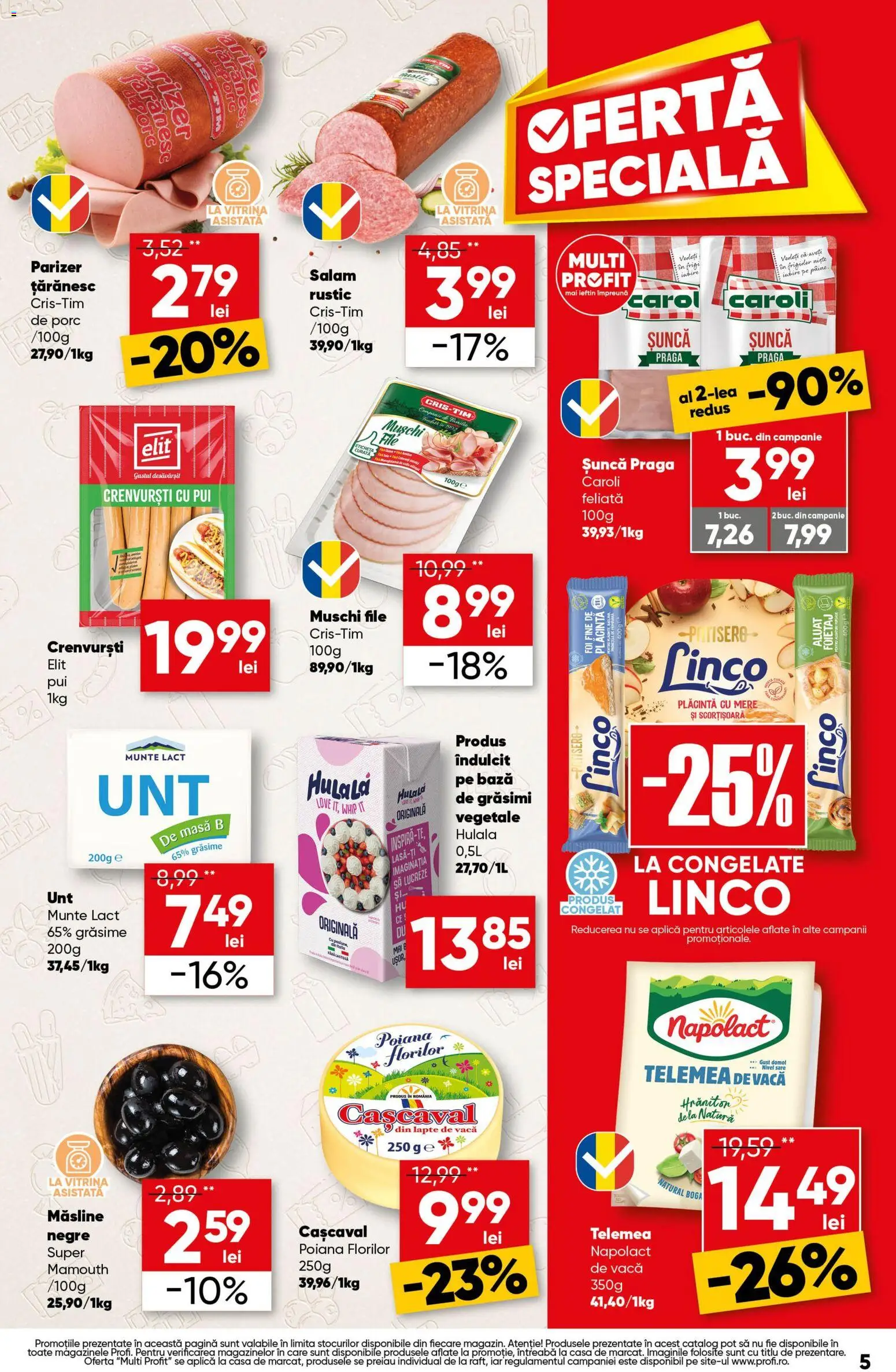 Noul catalog Profi – valabil de la 06.08.2026 | Pagină: 5 | Produse: Frigider, Crenvurști, Lapte, Mere
