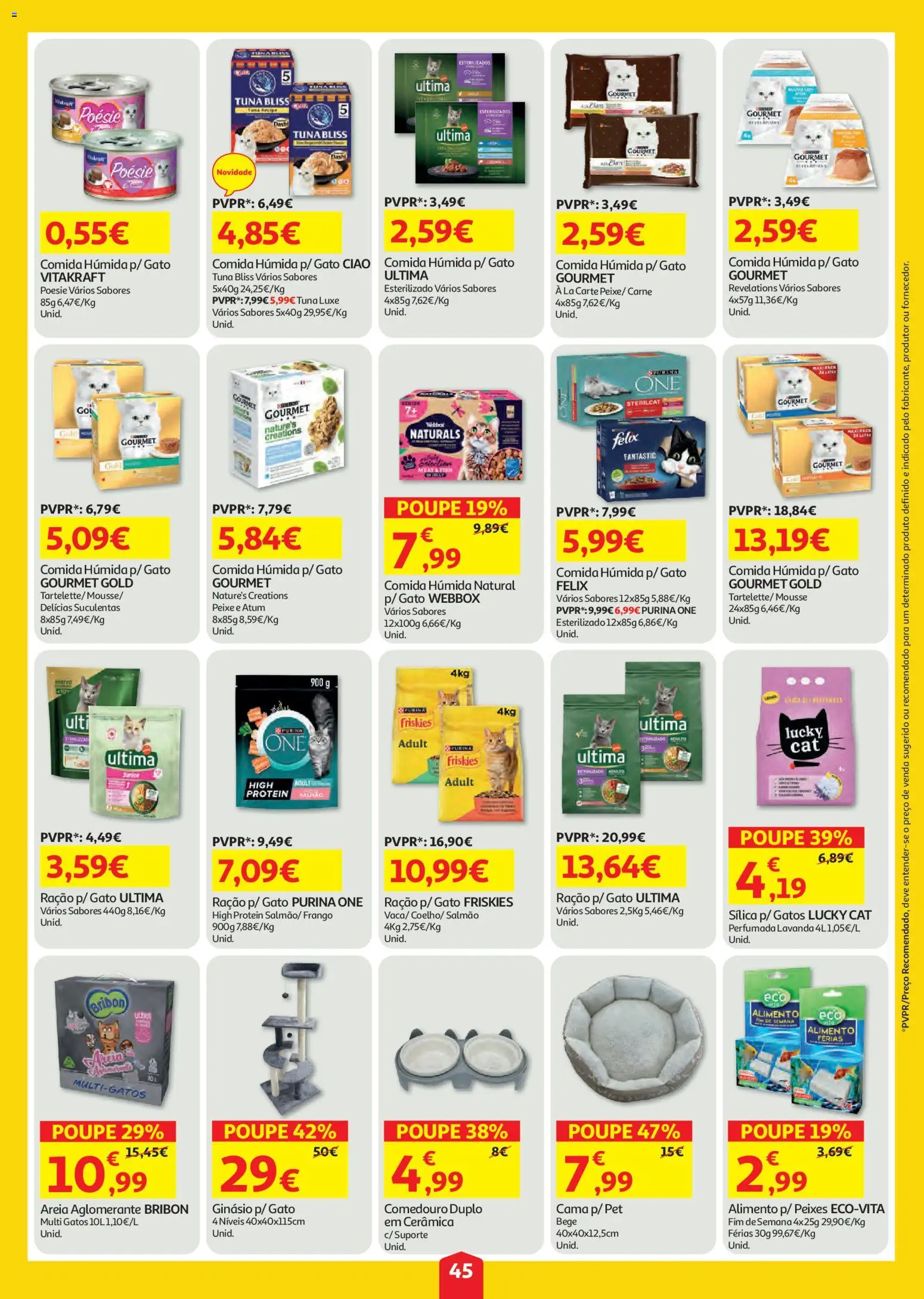 Auchan folheto │ válido de 23/07/2026 | Página: 45 | Produtos: Purina one, Cama, Peixe, Carne