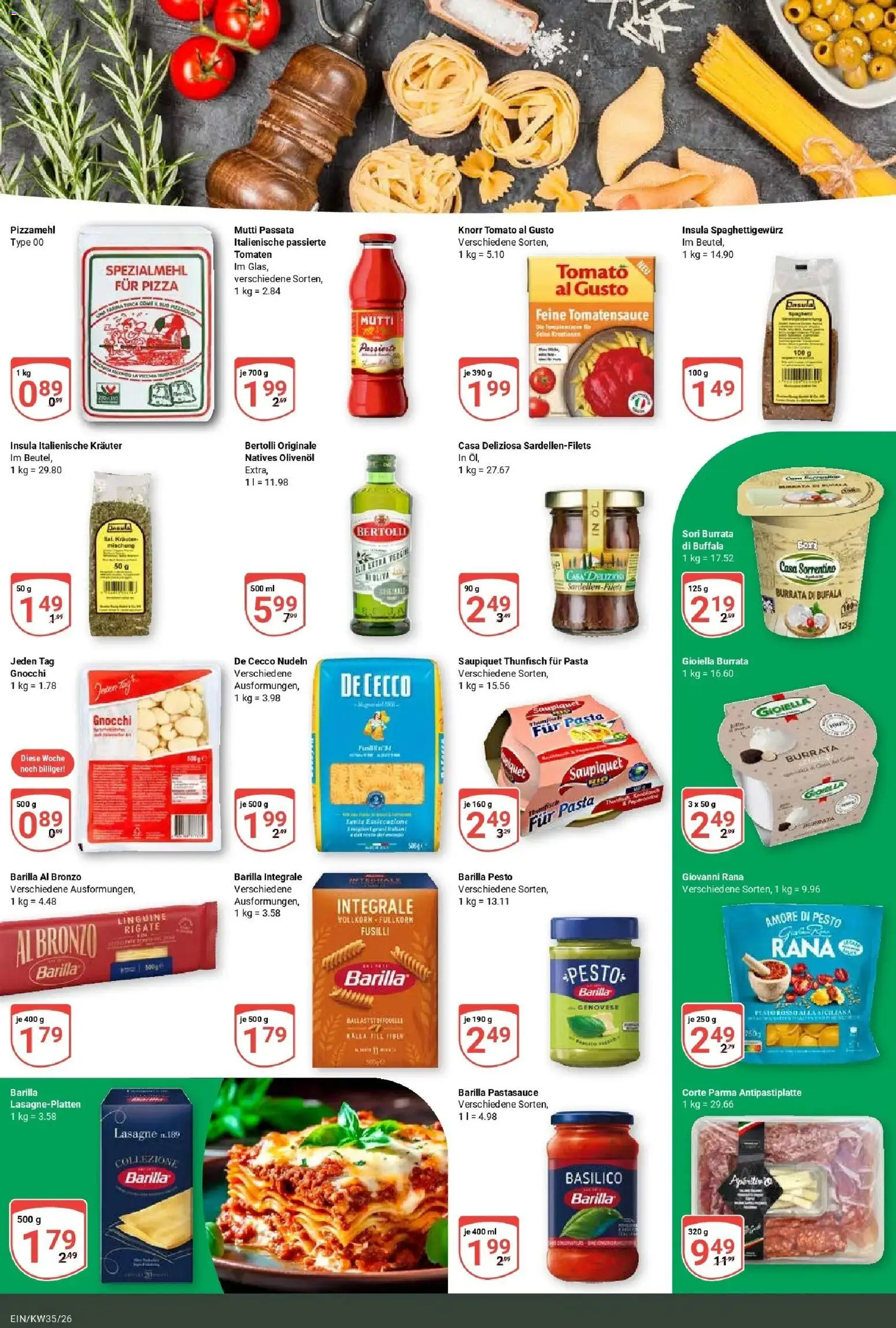 Globus Prospekt Homburg-Einöd (ab 24.08.2026) » Angebote online | Seite: 19 | Produkte: Gnocchi, Spaghetti, Olivenol, Pizza