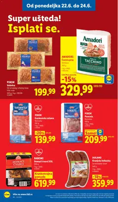 DULANO Kranjska kobasica sa ementaler sirom, cijepljena - pregled Lidl kataloga - važi od 18.06.2026 | Strana: 100 | Proizvode: Panceta, Čvarci, Ementaler, Kobasica