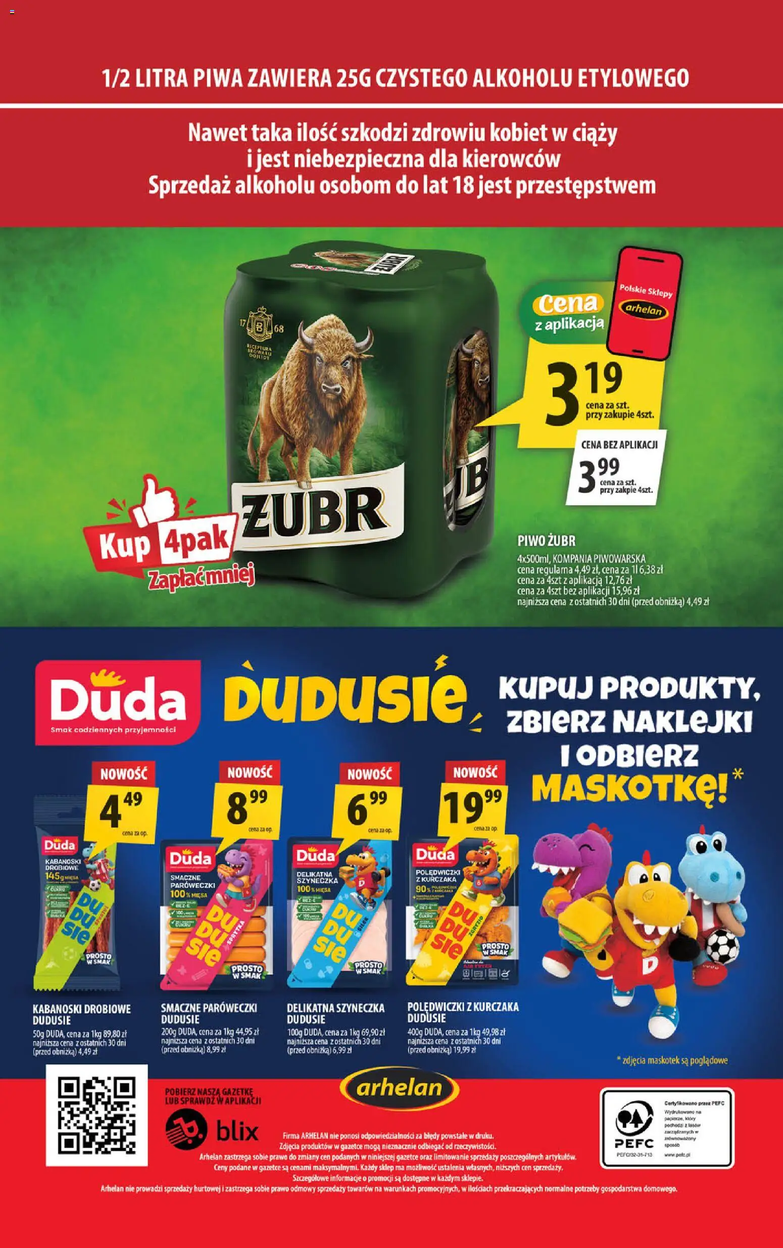 Arhelan gazetka od 28.08.2026 | Strona: 20 | Produkty: Piwo żubr, Polędwiczki z kurczaka, Polędwiczki, Naklejki