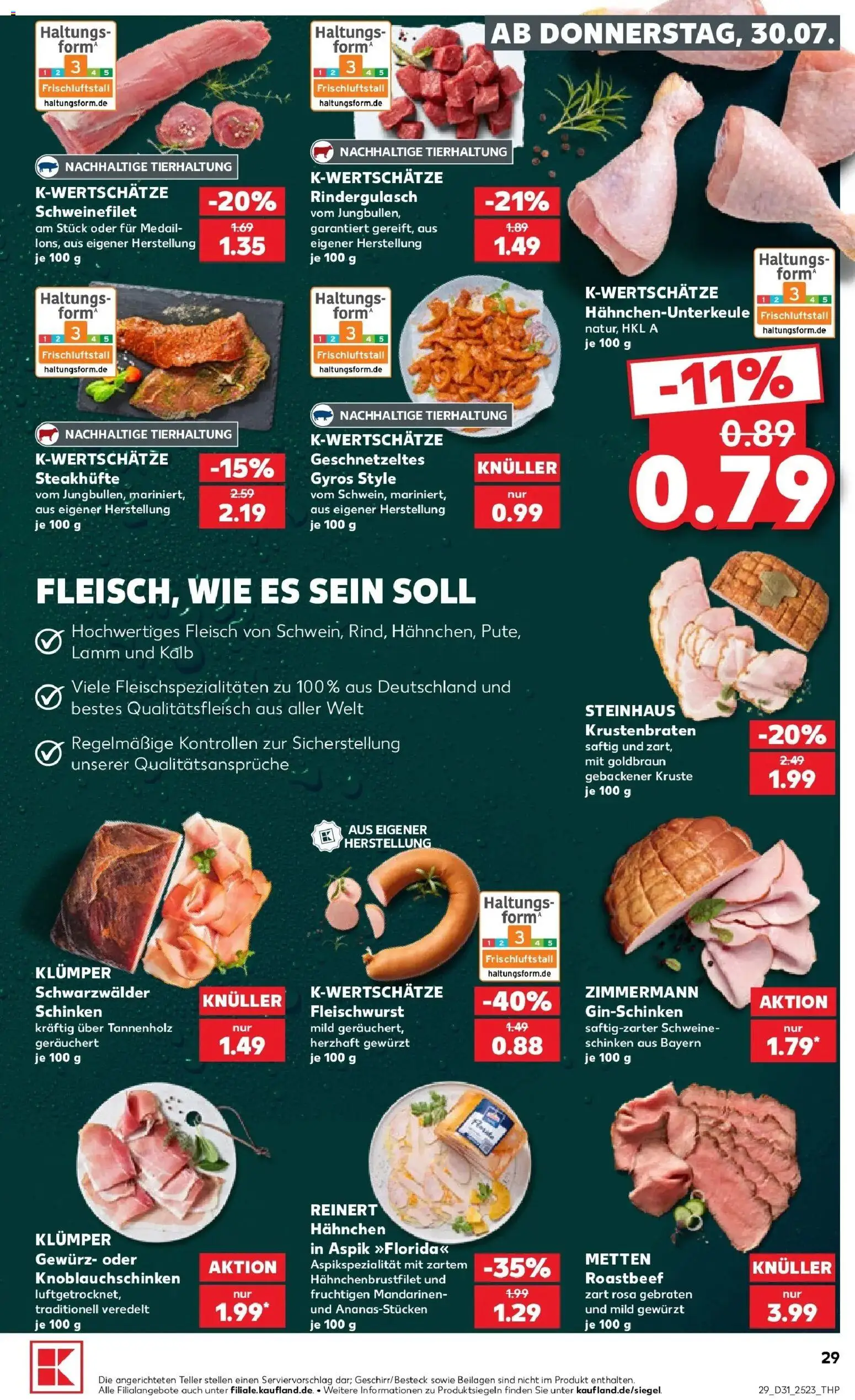Kaufland Prospekt Oppenheim – gültig ab 27.07.2026 | Seite: 38 | Produkte: Rindergulasch, Hahnchen, Mandarinen, Schinken
