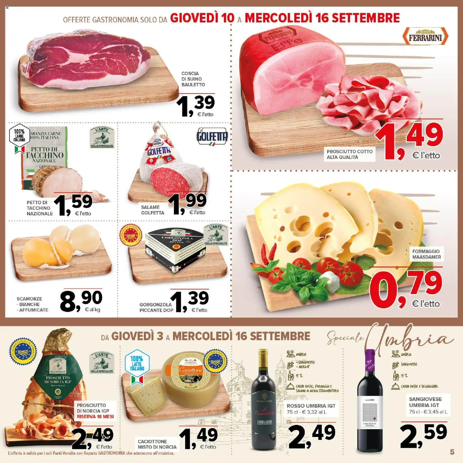 Volantino Todis del 03/09/2026 | Pagina: 5 | Prodotti: Prosciutto Cotto, Tacchino, Prosciutto, Petto di tacchino