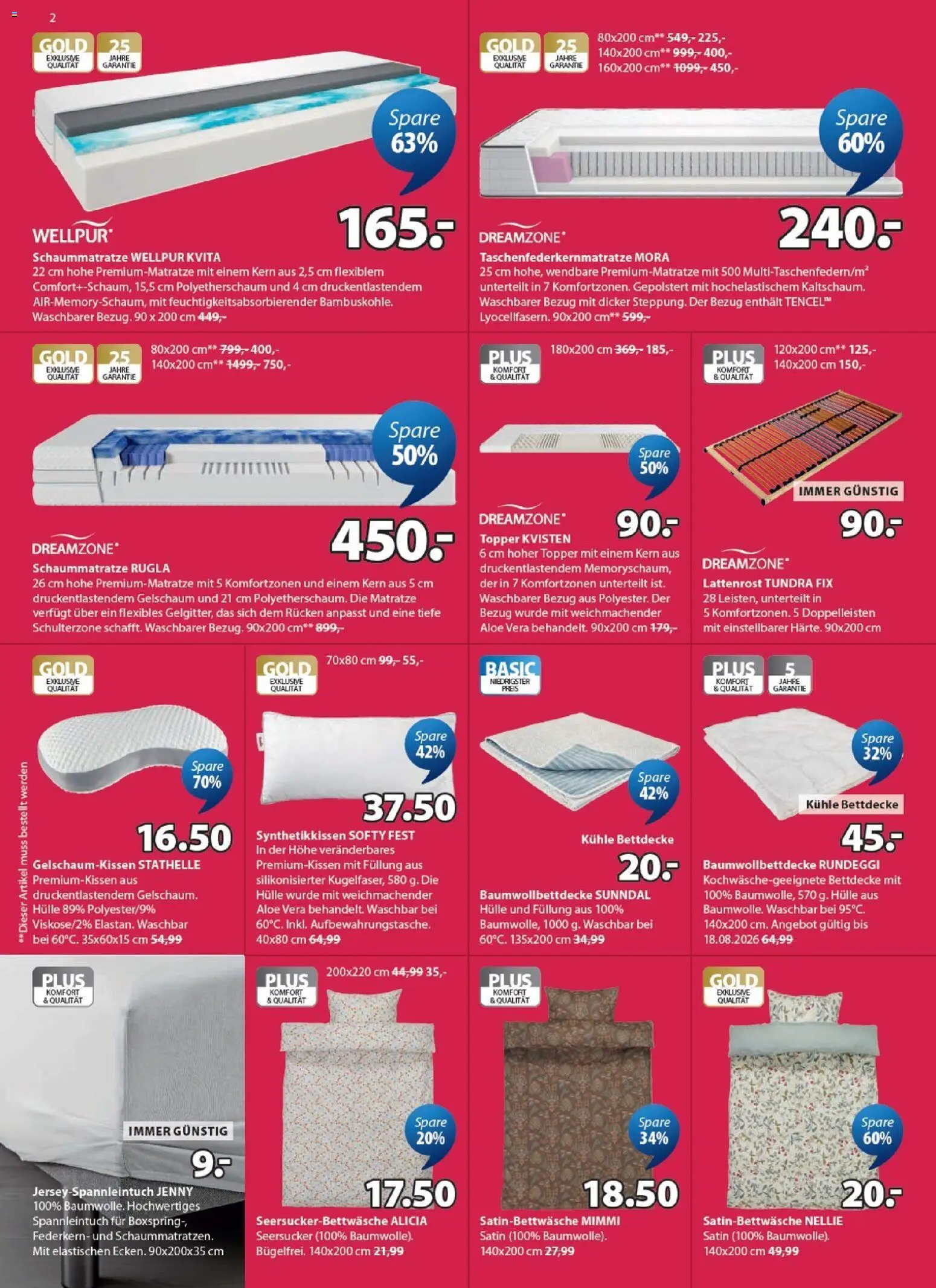 JYSK Prospekt aktuell gültig ab 24.06.2026 | Seite: 2 | Produkte: Hülle, Matratze, Lattenrost