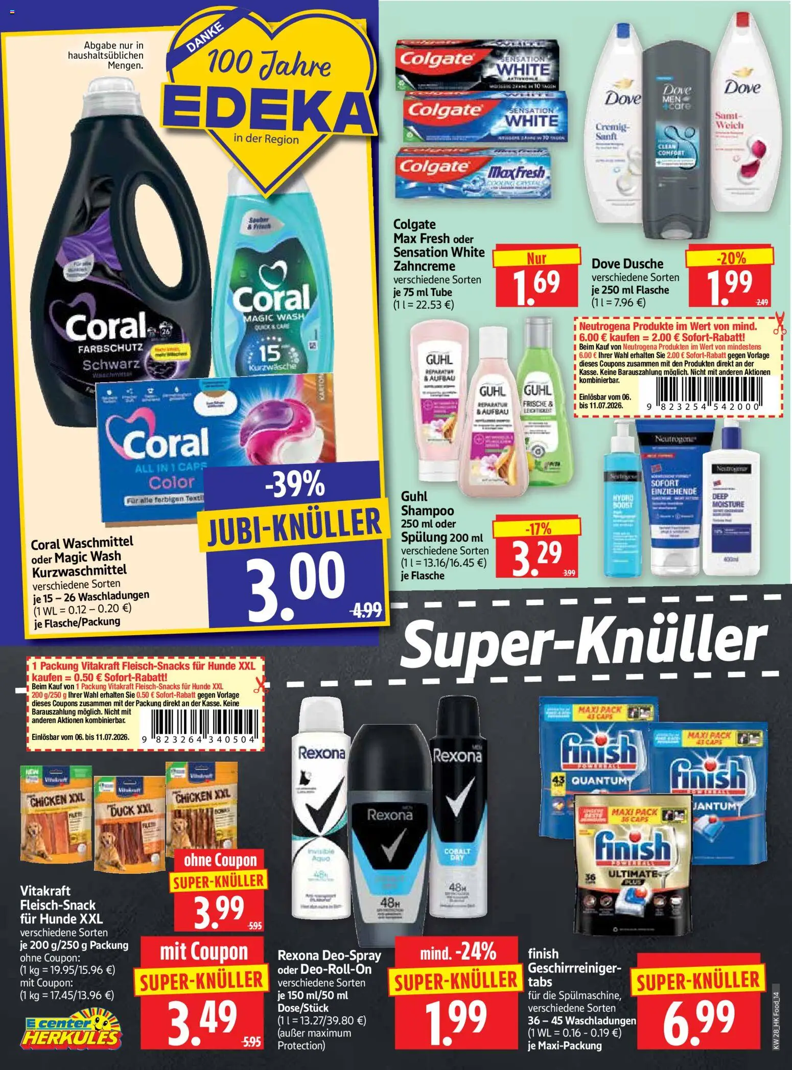 HERKULES Prospekt – gültig ab 06.07.2026 | Seite: 14 | Produkte: Coral, Spülung, Waschmittel, Deospray