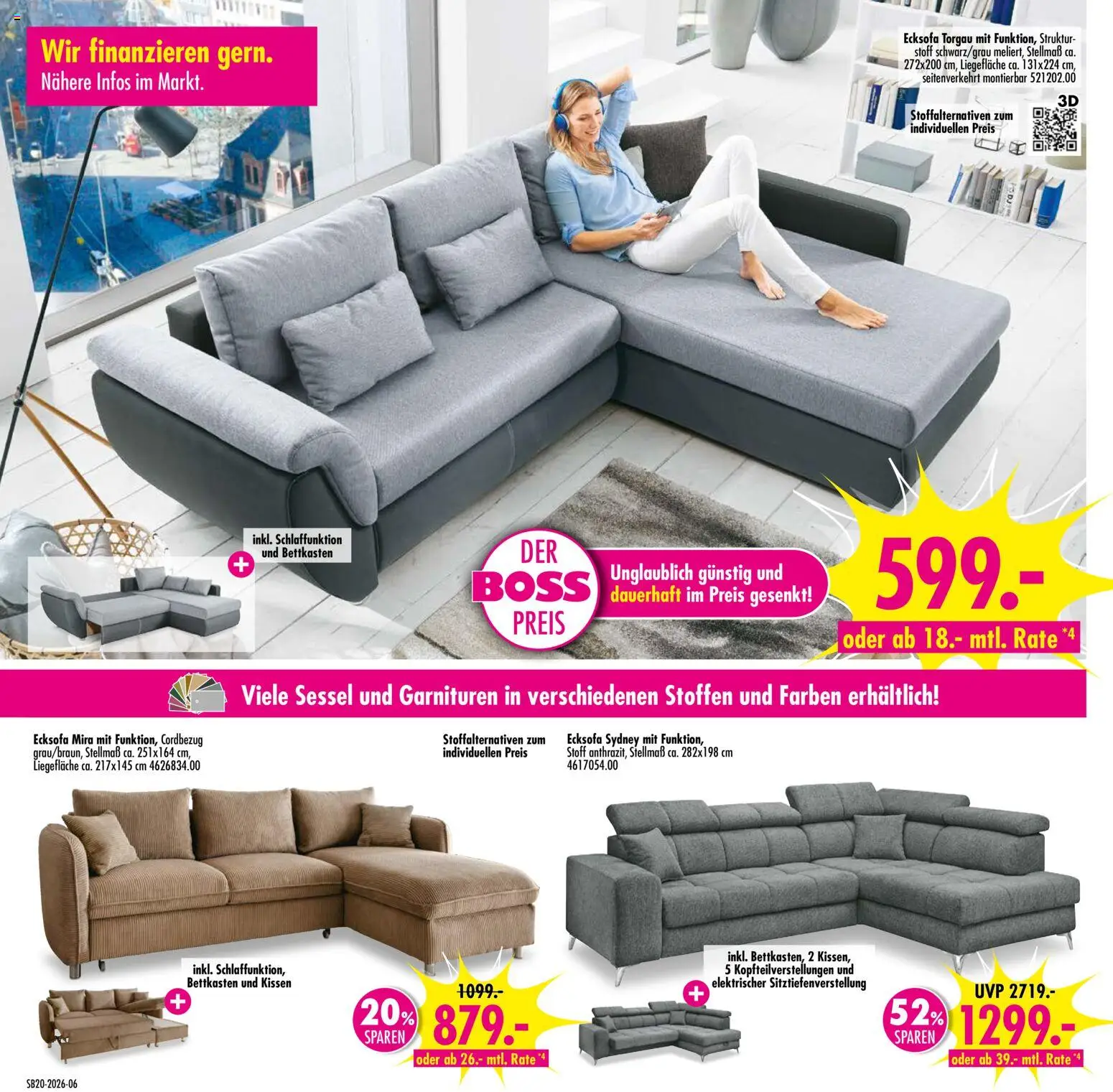 SB Möbel Boss Prospekt Alte Messe Leipzig – gültig ab 09.05.2026 | Seite: 6 | Produkte: Ecksofa, Kissen, Sessel