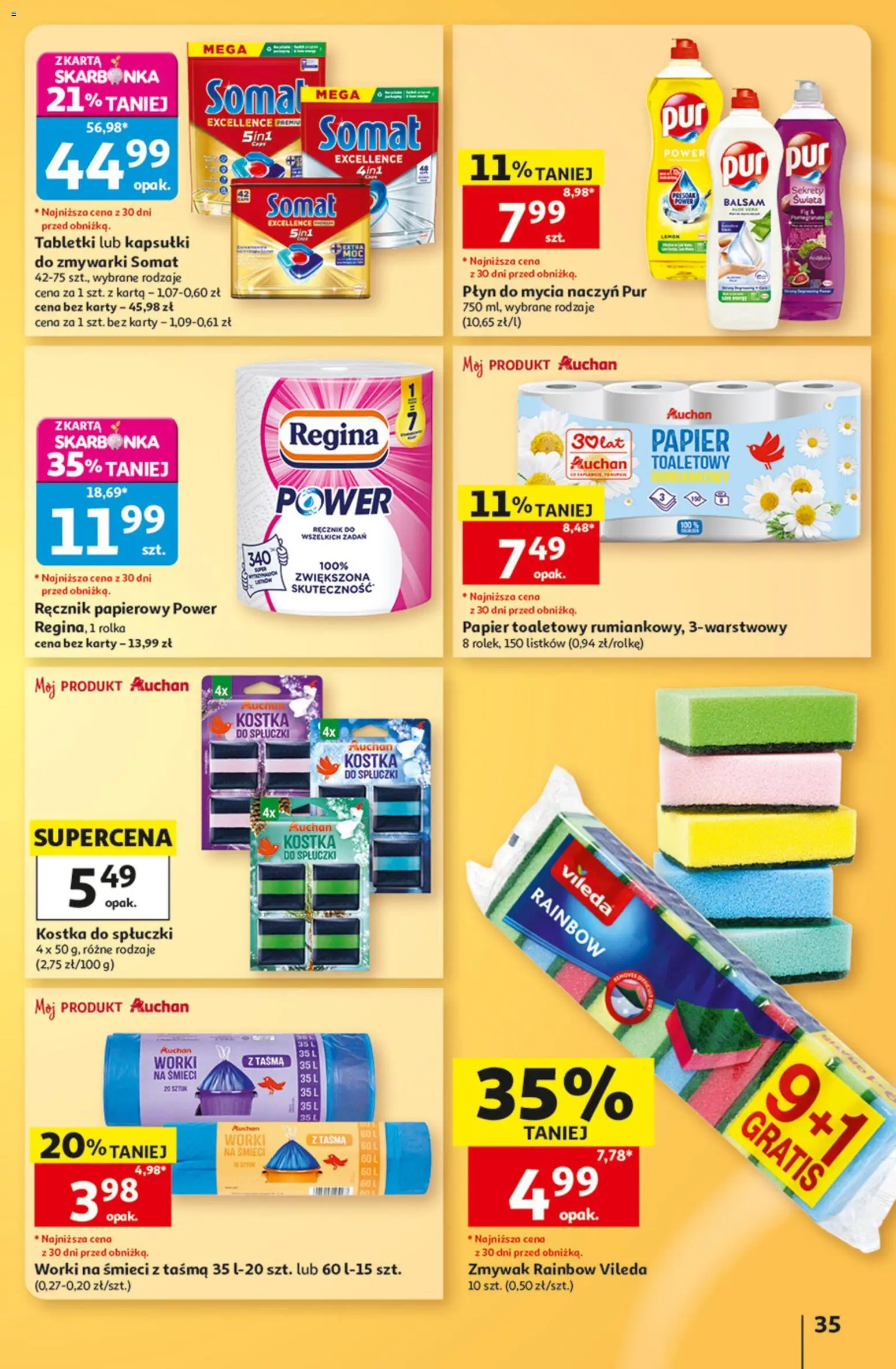 Auchan gazetka od 13.08.2026 | Strona: 35 | Produkty: Karta, Vileda, Ręcznik papierowy, Płyn do mycia naczyń