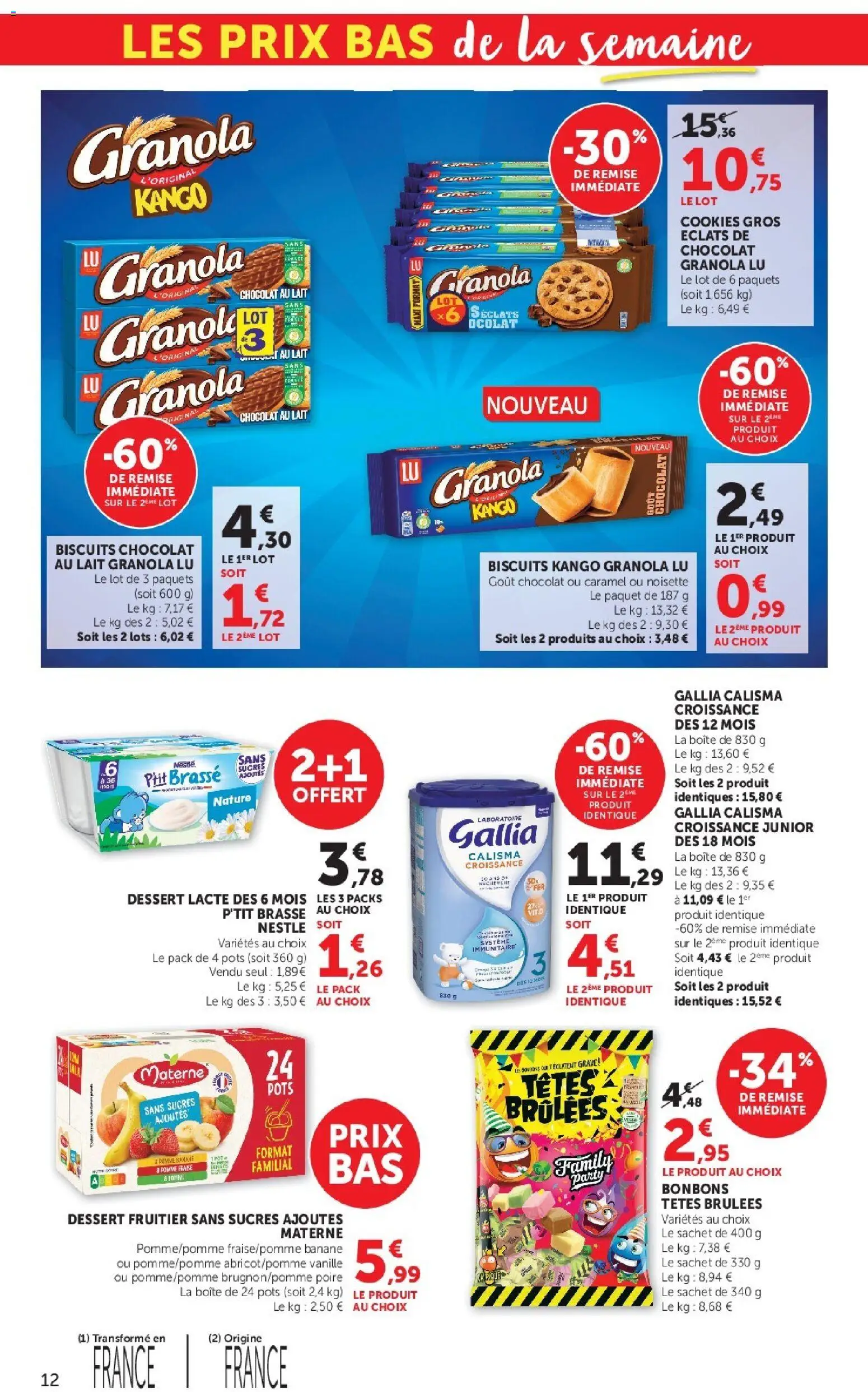 {H1} | Page: 12 | Produits: Poire, Cookies, Banane, Granola