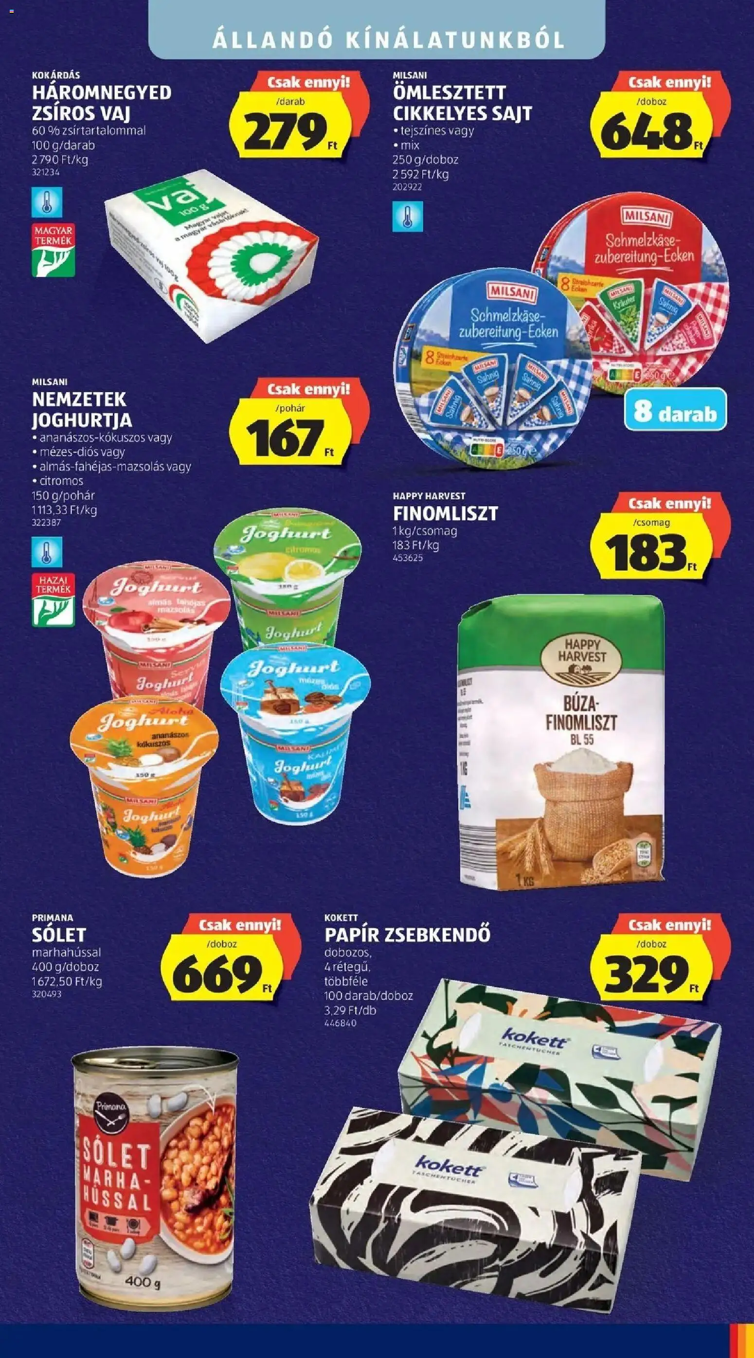 Aldi aktuális akciós újság - 2026.10.03. -tól/töl > akció, lapozható szórólap 🛍️ | Oldal: 3 | Termékek: Zsebkendő, Vaj, Joghurt, Finomliszt