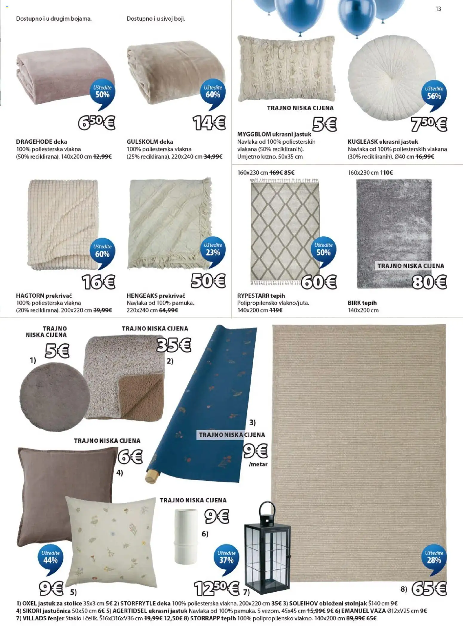 JYSK katalog | vrijedi od 08.04.2026 | Stranica: 13 | Proizvodi: Jastuk, Tepih, Stolnjak, Fenjer