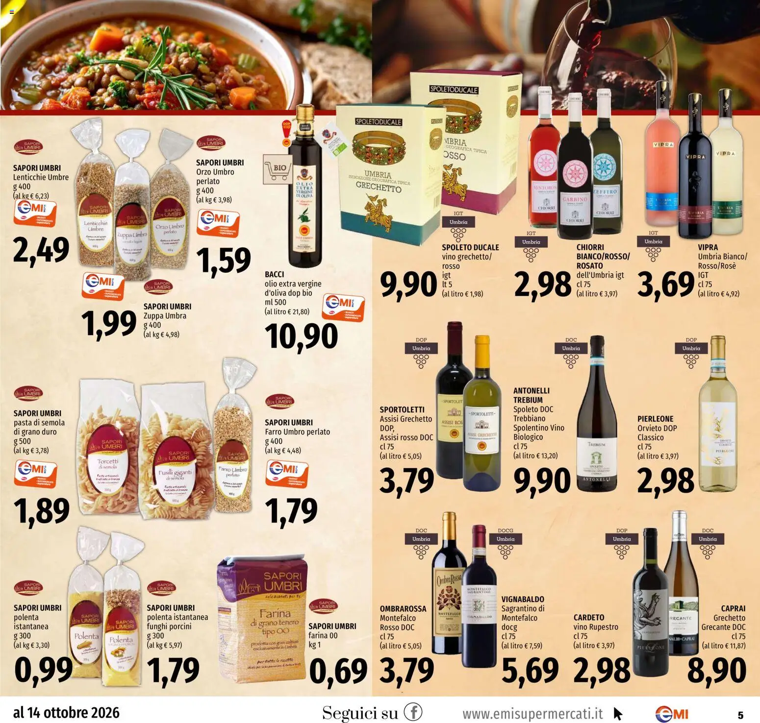 Volantino EMI del 01/10/2026 | Pagina: 5 | Prodotti: Farina, Pasta, Funghi, Semola