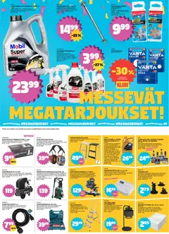 Tokmanni-mainoslehti voimassa 27/07/2026 alkaen | Sivu: 9 | Tuotteet: Moottoriöljy, Painepesuri, Kompressori, Pöytävalaisin