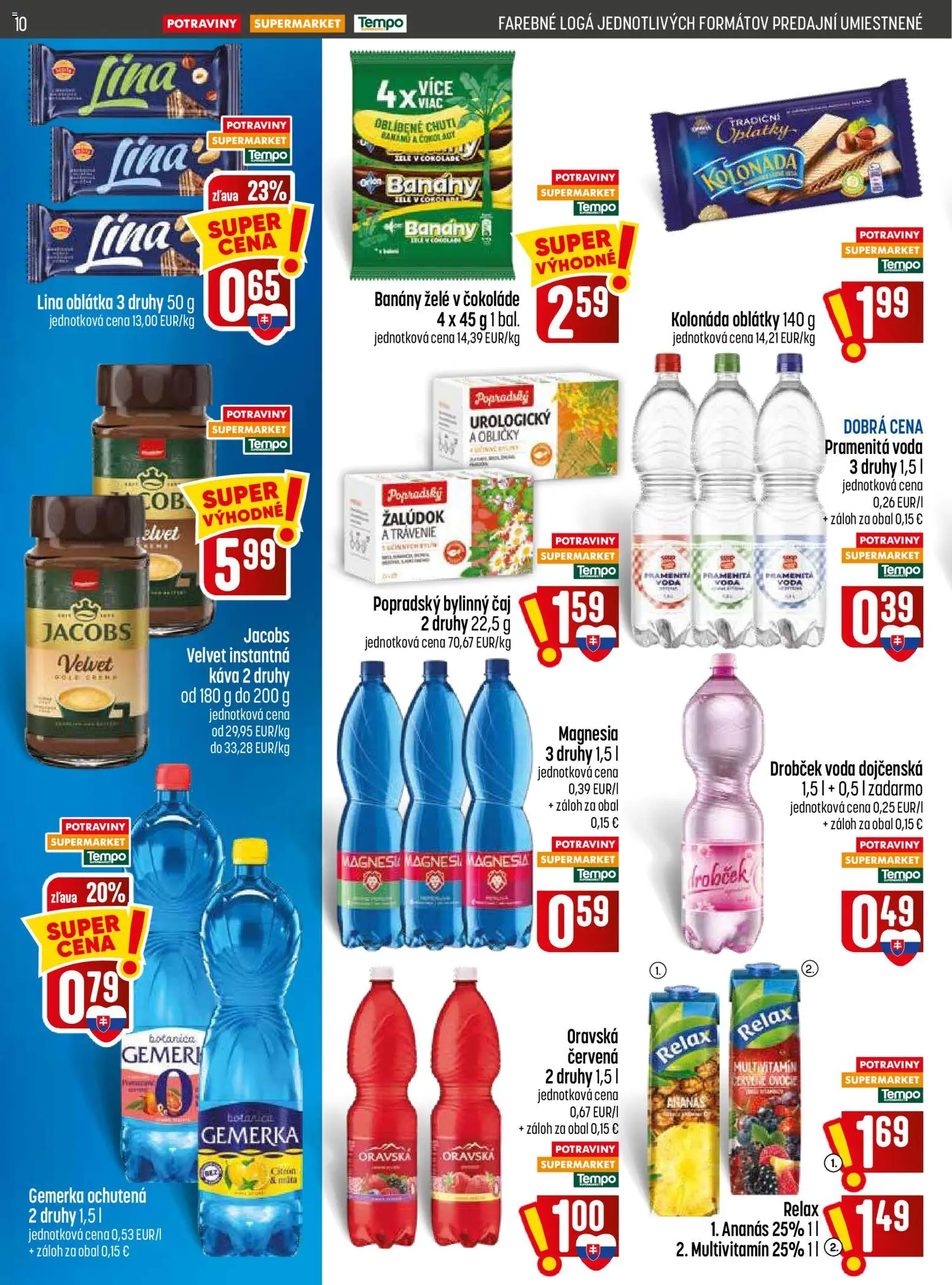 Nové COOP Jednota akcie – leták je platný od 13.08.2026 | Strana: 10 | Produkty: Káva, Instantná káva, Pramenitá voda, Oblátky