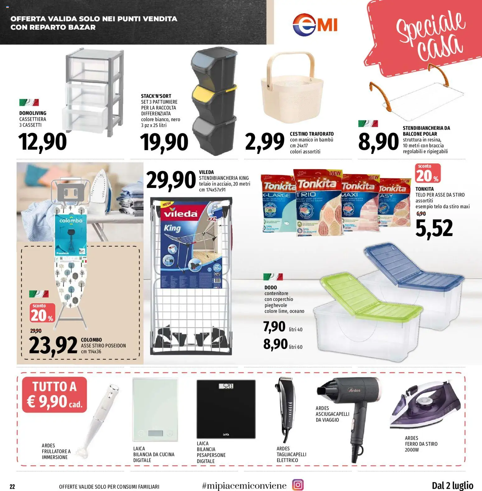 Volantino EMI del 02/07/2026 | Pagina: 22 | Prodotti: Frullatore, Contenitore, Bilancia, Cestino