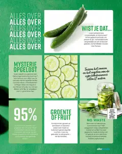 Komkommers, Alles over komkommers, inclusief weetjes over de oorsprong, het verschil tussen augurken en komkommers, het watergehalte, en tips om restjes te gebruiken. - Voorbeeld van een folder van Albert Heijn, geldig van 29-05-2026 | Pagina: 51 | Producten: Komkommer, Komkommers, Bloem, Fruit
