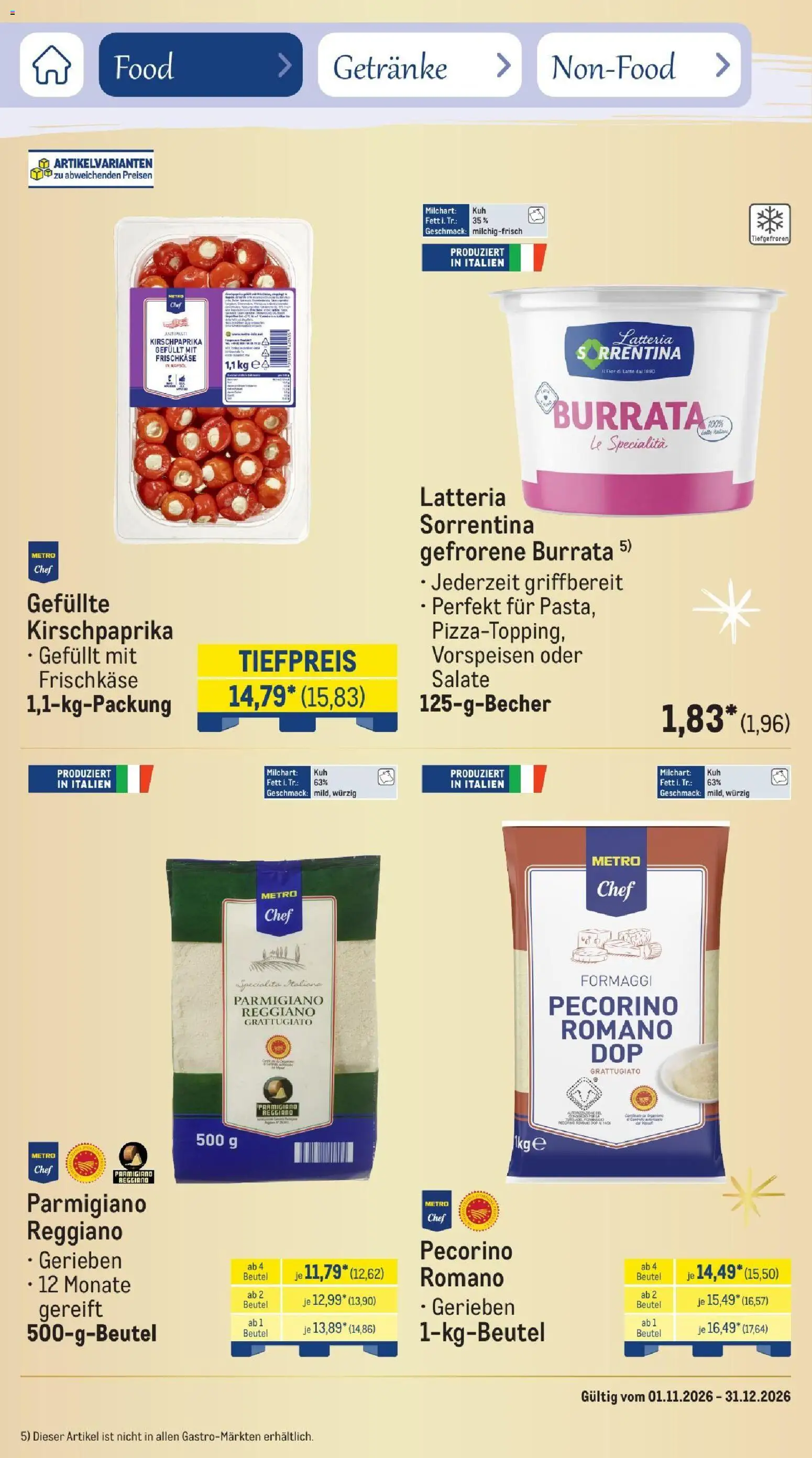 Metro Saisonkatalog Festtage voller Genuss – gültig ab 01.11.2026 | Seite: 21 | Produkte: Rapsöl, Burrata, Frischkase
