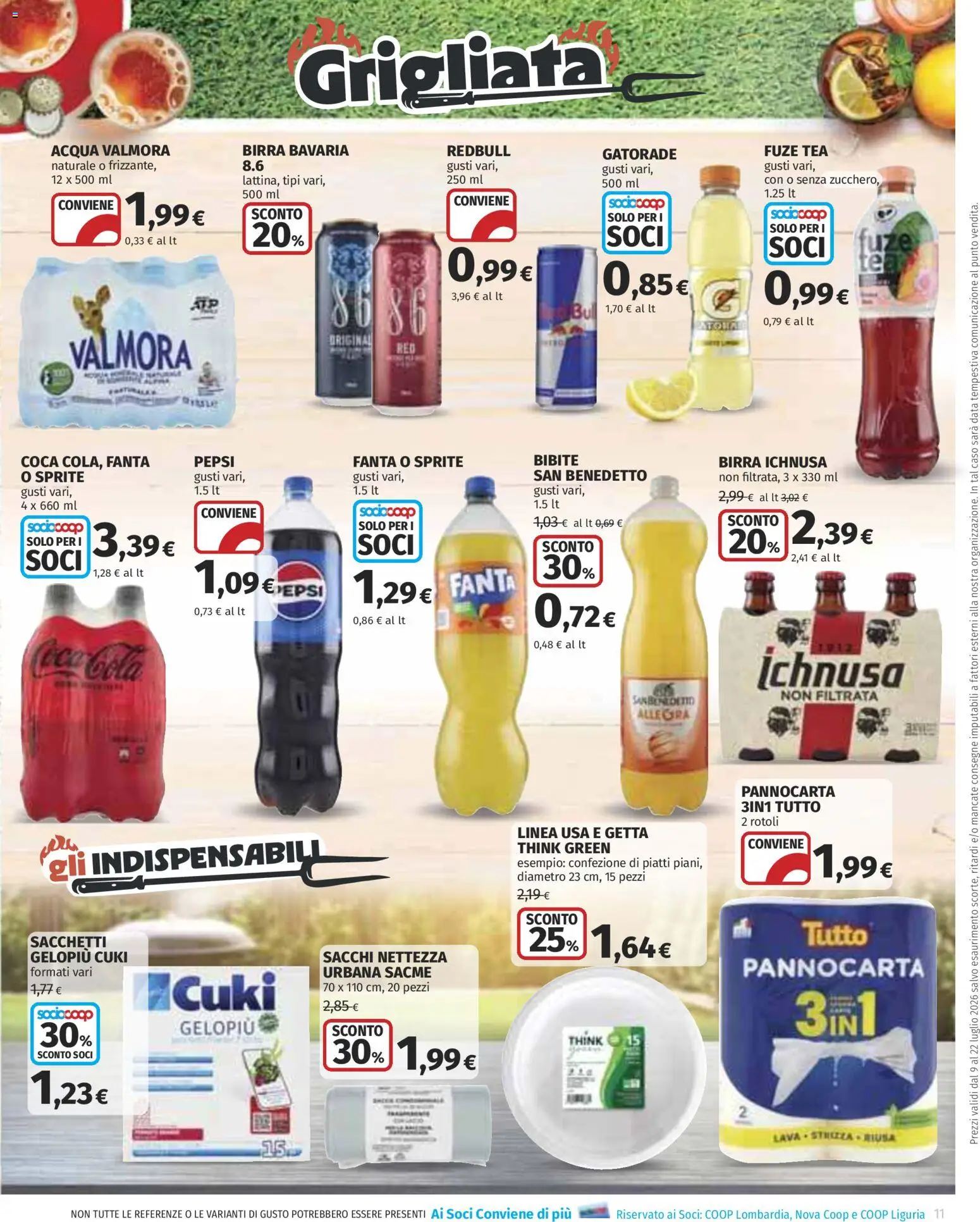 Volantino COOP del 09/07/2026 | Pagina: 11 | Prodotti: Acqua, Bibite, Fanta, Pepsi