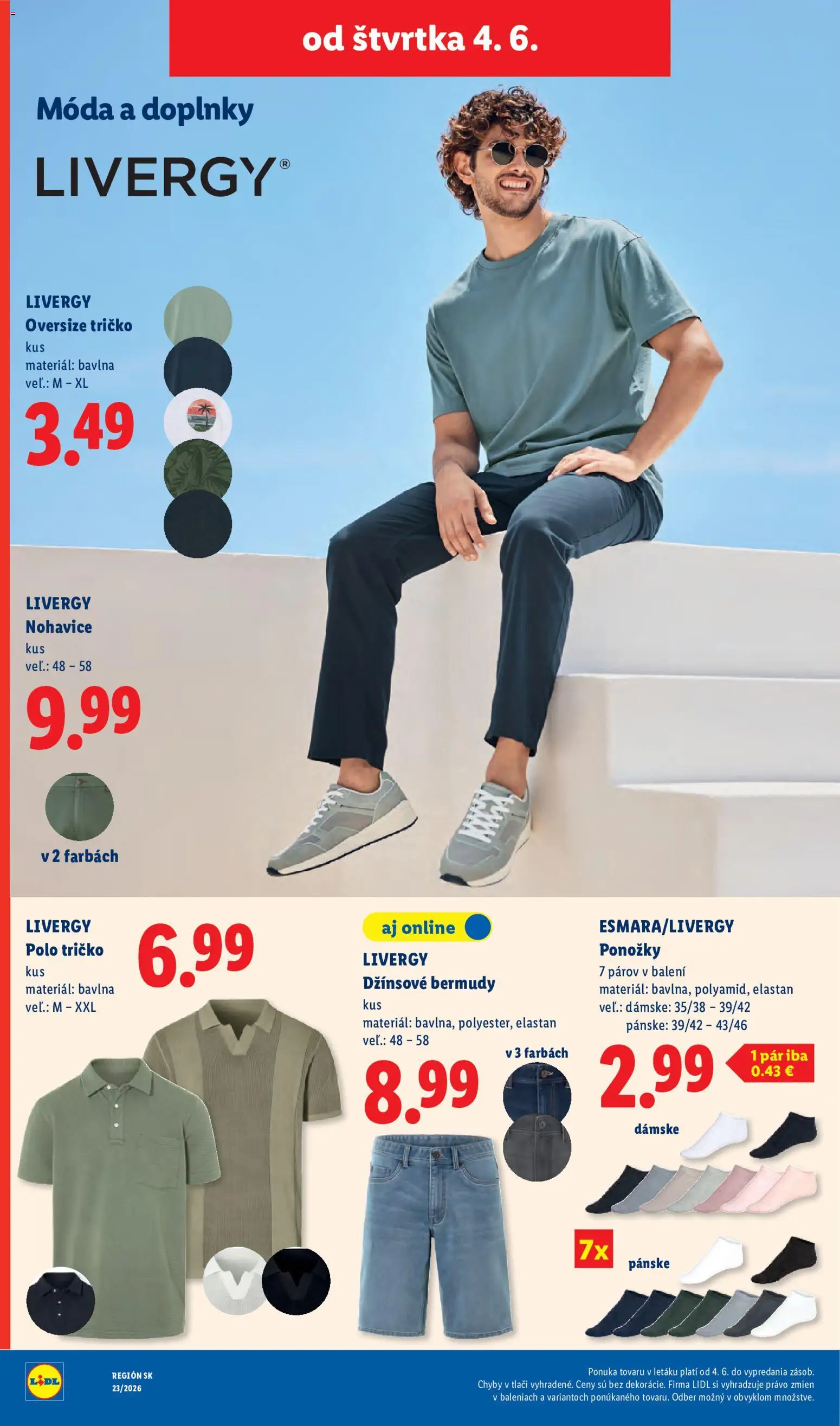 Nové Lidl akcie – leták je platný od 01.06.2026 | Strana: 88 | Produkty: Tričko, Nohavice, Ponožky