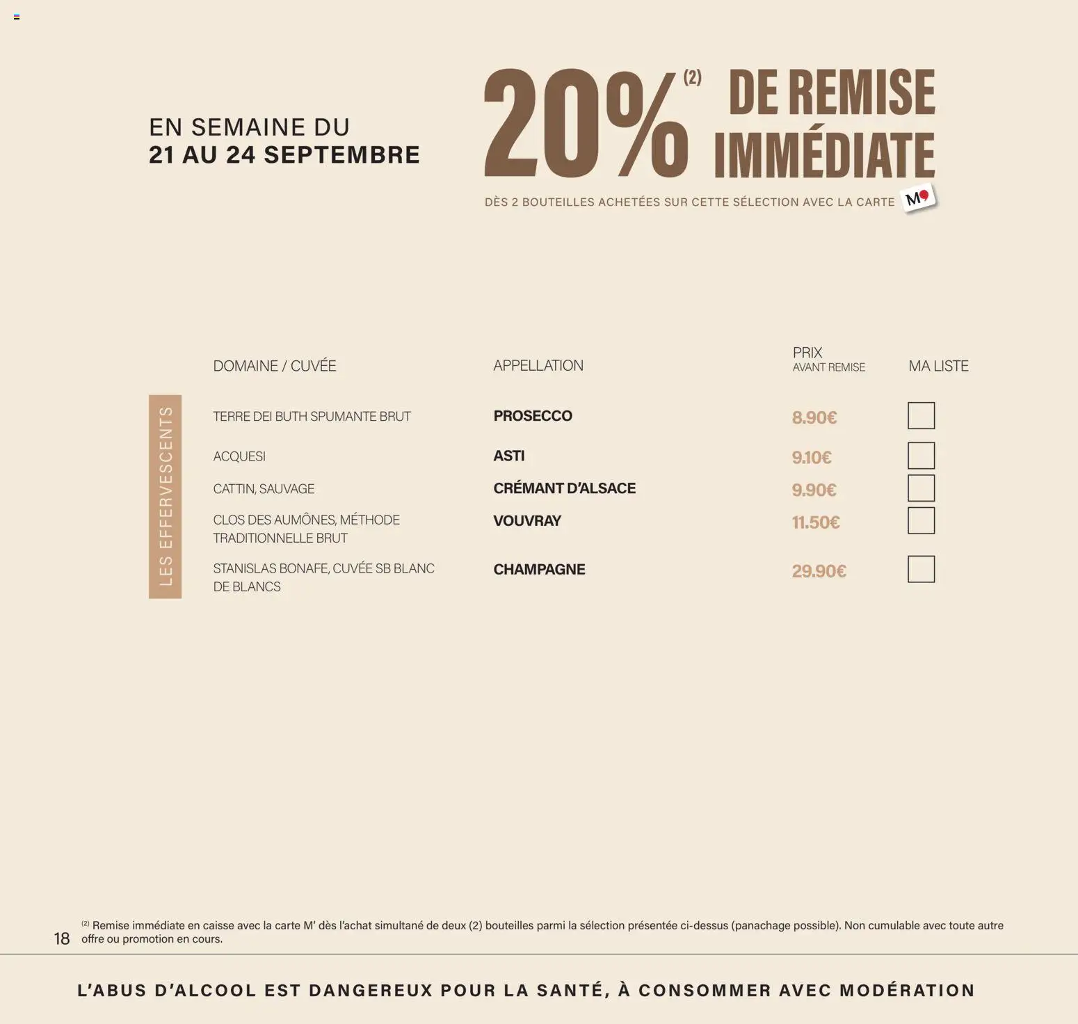 {H1} | Page: 18 | Produits: Champagne, Crémant, Prosecco, Crémant d'alsace