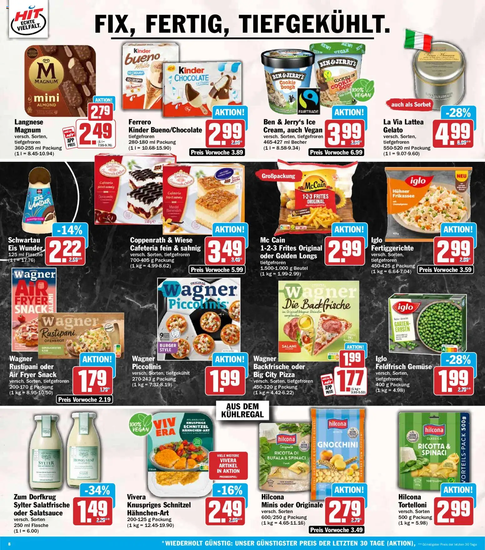 HIT Prospekt – gültig ab 29.06.2026 | Seite: 8 | Produkte: Ben & Jerry's, Fertiggerichte, Pizza, Eis