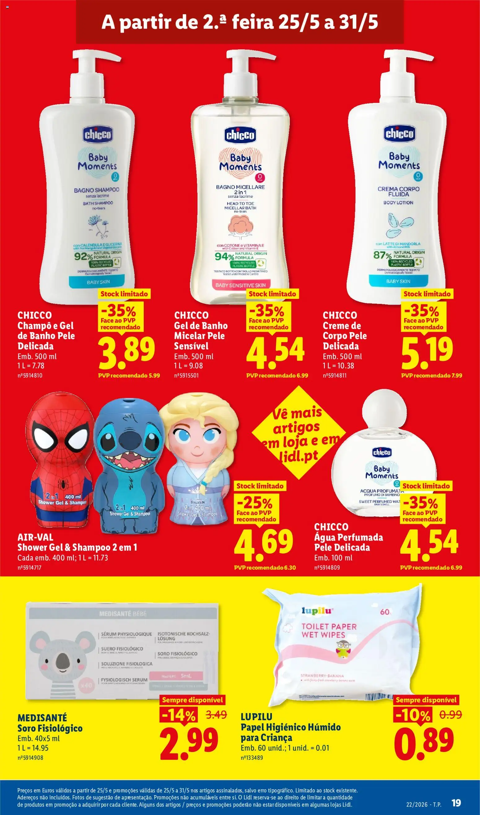 Lidl folheto │ válido de 25.05.2026 | Página: 19 | Produtos: Agua, Creme de corpo, Shampoo, Banho