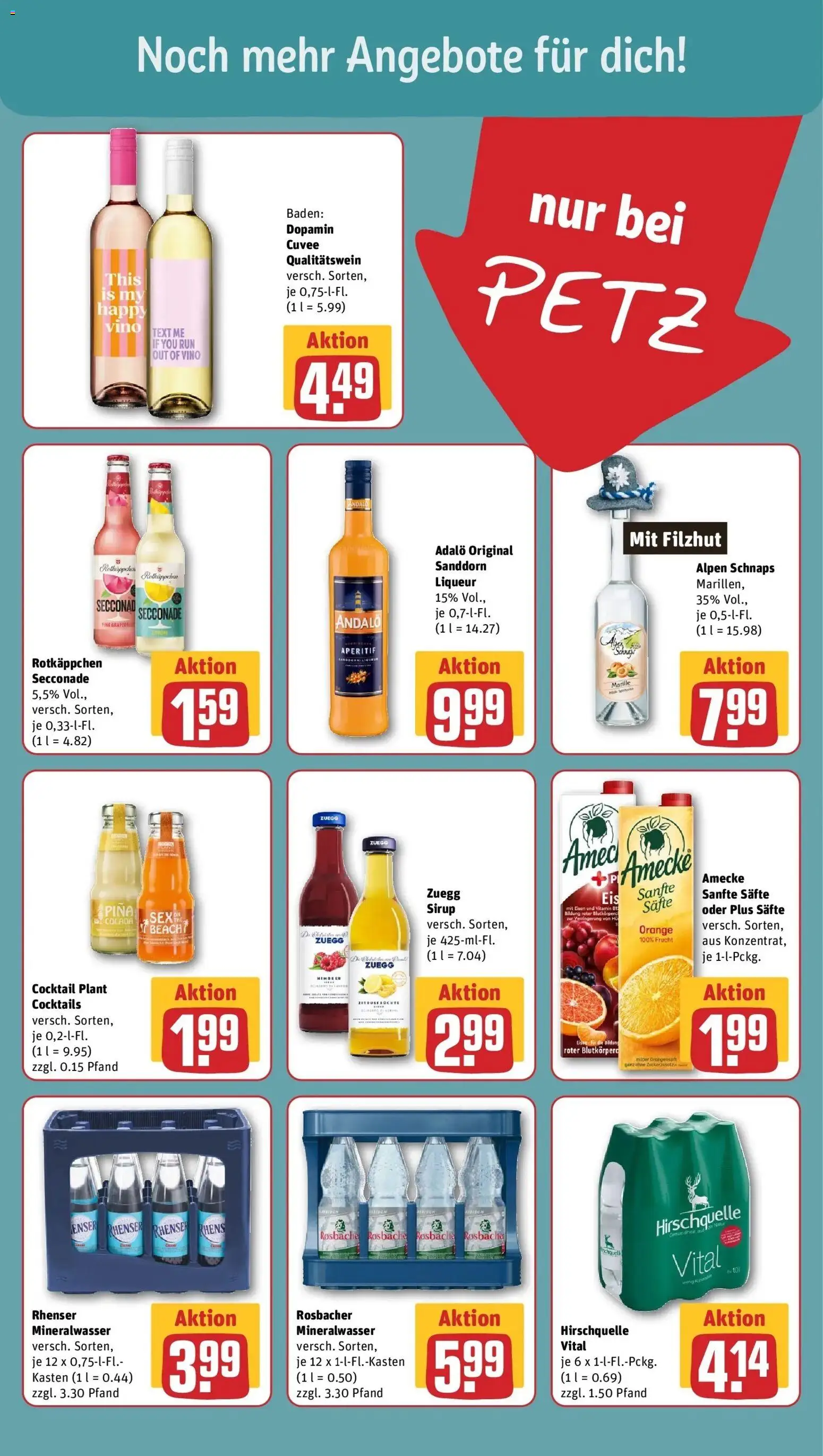 REWE Prospekt ab 17.08.2026 zum Blättern » Angebote | Seite: 17 | Produkte: Schnaps, Sanddorn, Sirup, Mineralwasser