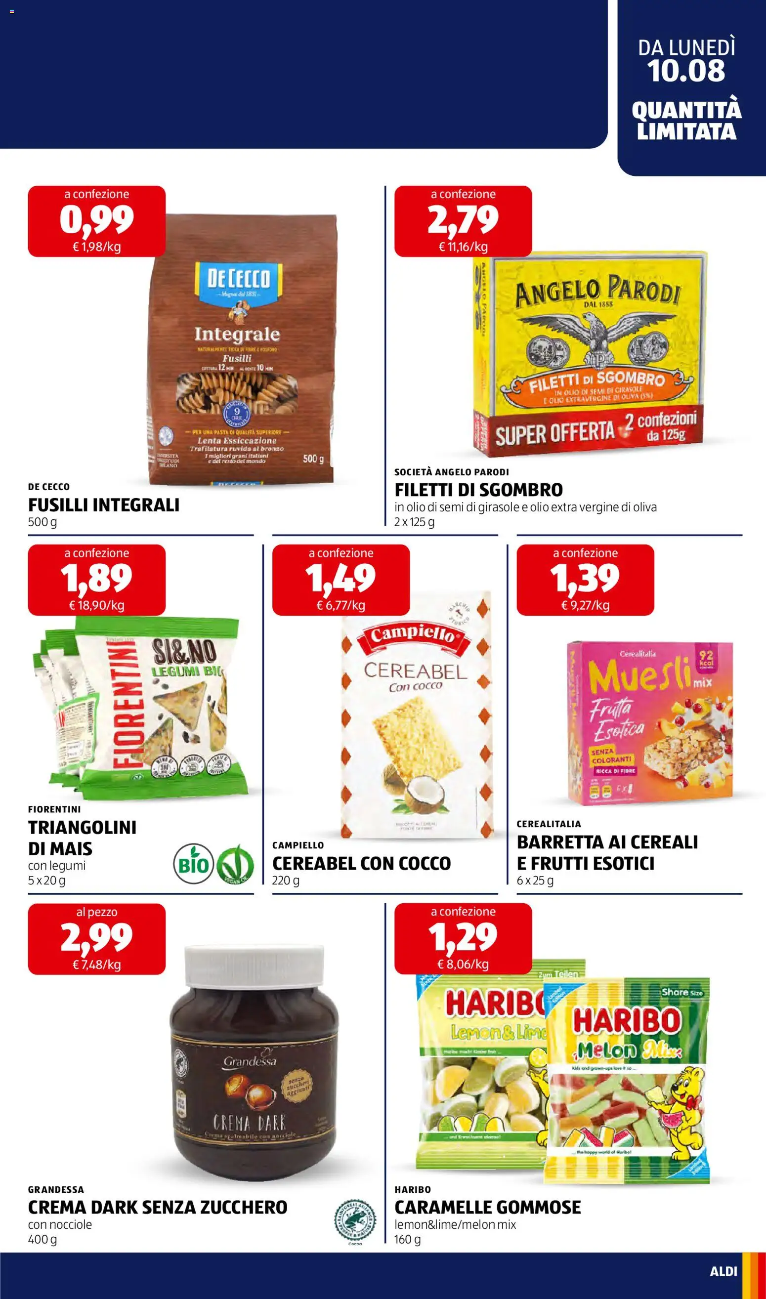 Volantino Aldi del 10/08/2026 | Pagina: 19 | Prodotti: Olio di semi, Legumi, De Cecco, Fusilli