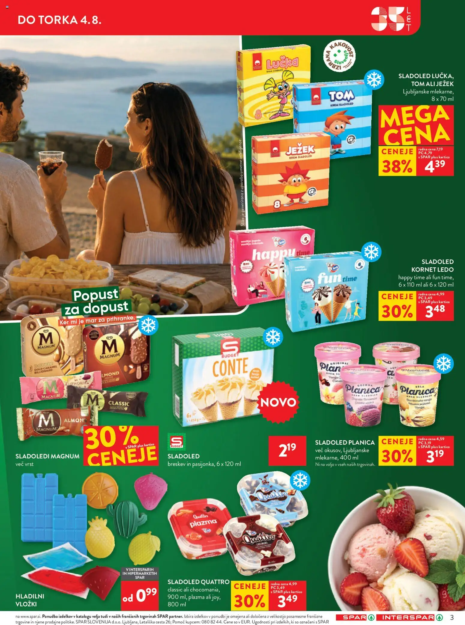 Novi Spar katalog ponudbe – veljaven od 27.07.2026 | Stran: 3 | Izdelki: Vložki, Sladoled, Breskev