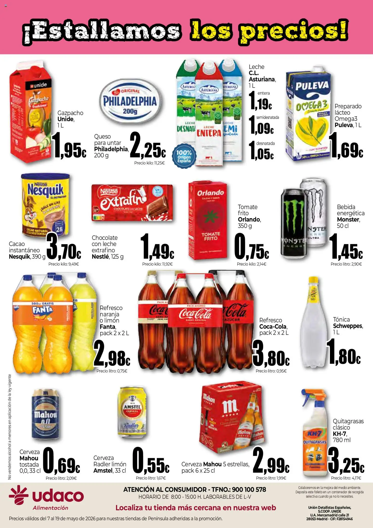 Unide - Estallamos los precios │ válido desde el 07.05.2026 | Página: 2 | Productos: Leche, Queso, Gazpacho, Φρυγανιές σικάλεως
