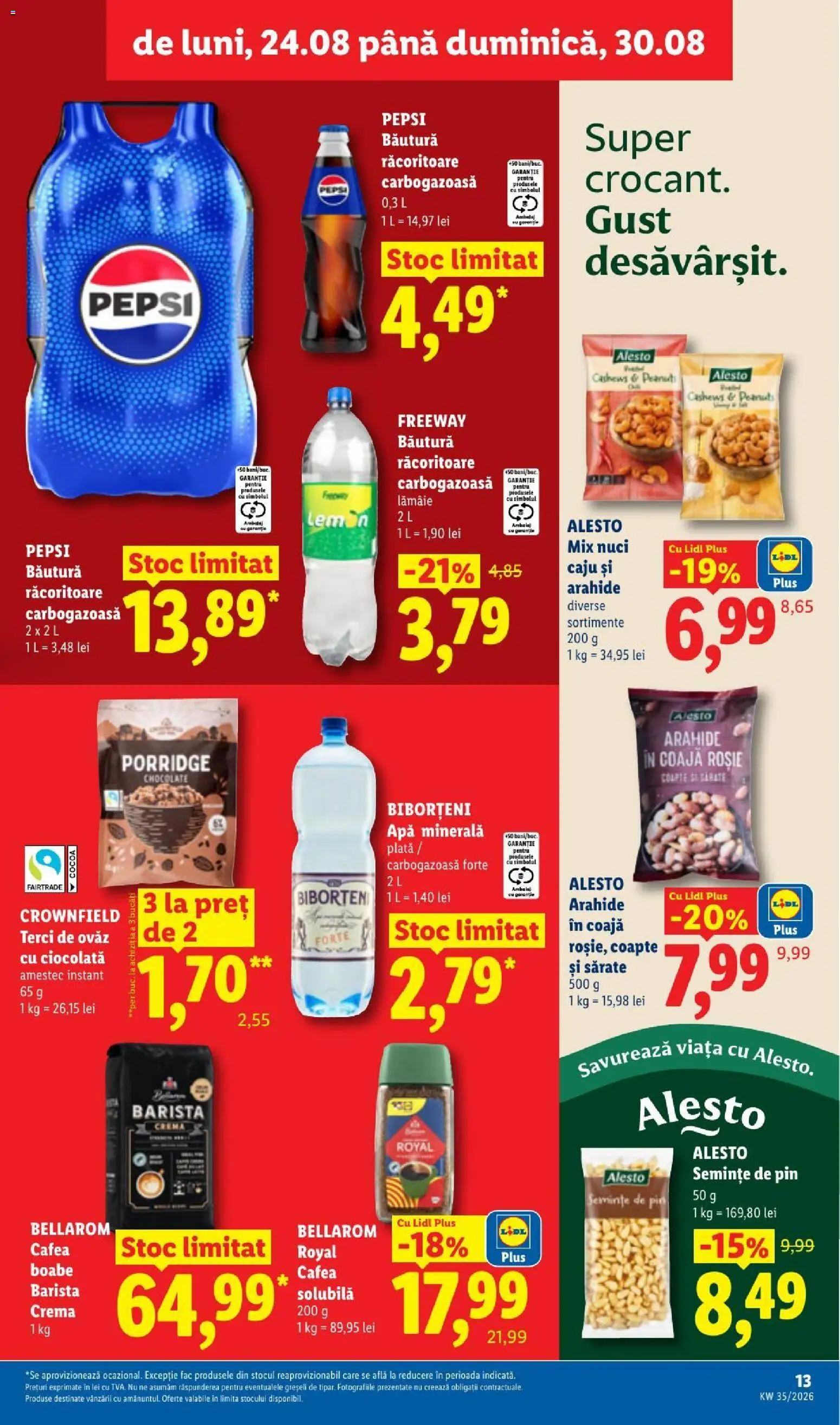 Noul catalog Lidl – valabil de la 24.08.2026 | Pagină: 13 | Produse: Apa minerala, Freeway, Apă, Lămâie