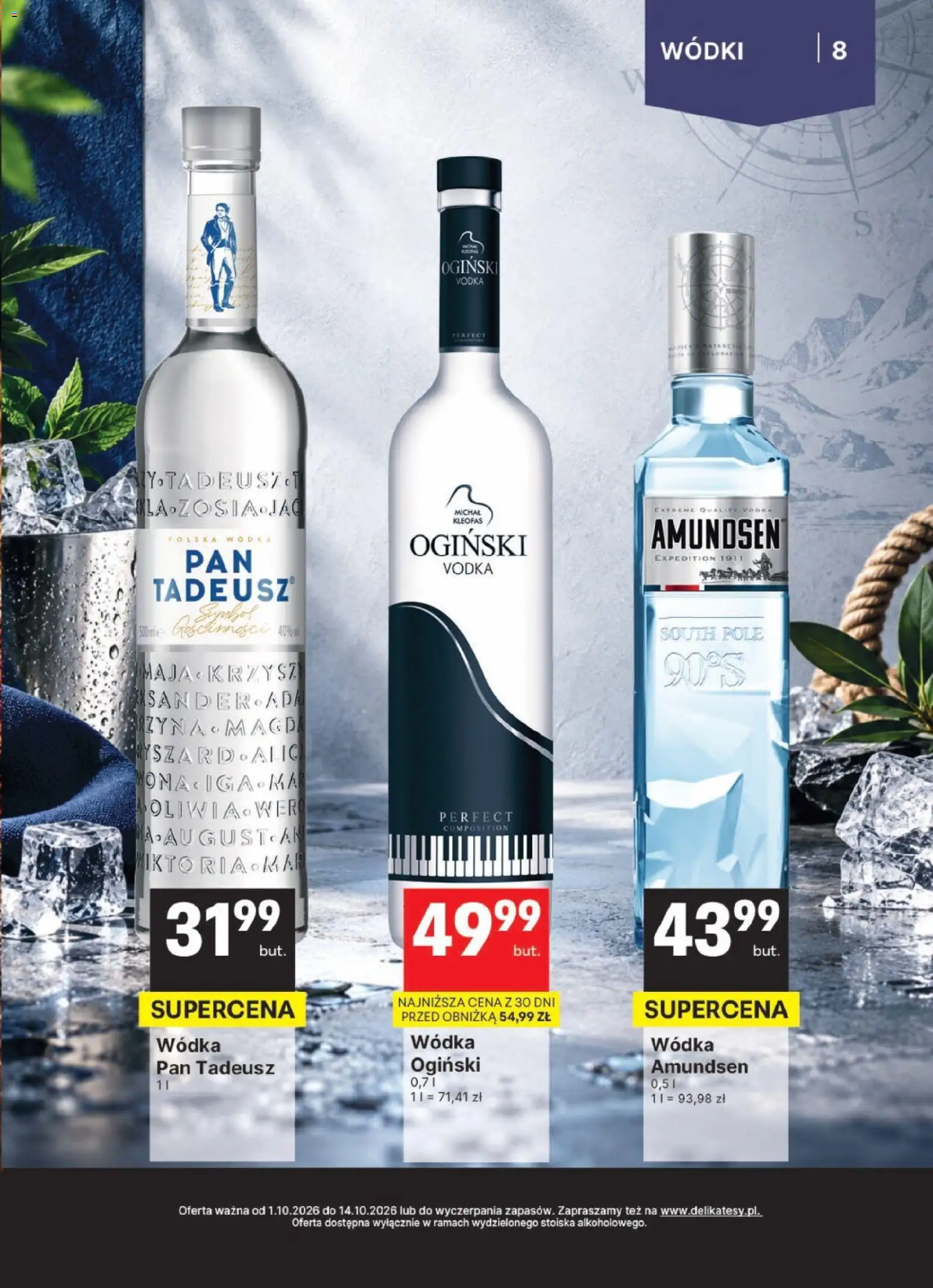 Delikatesy Centrum gazetka - DeliBarek od 01.10.2026 | Strona: 8 | Produkty: Ogiński, Wódka pan tadeusz, Wódka Ogiński, Wódka