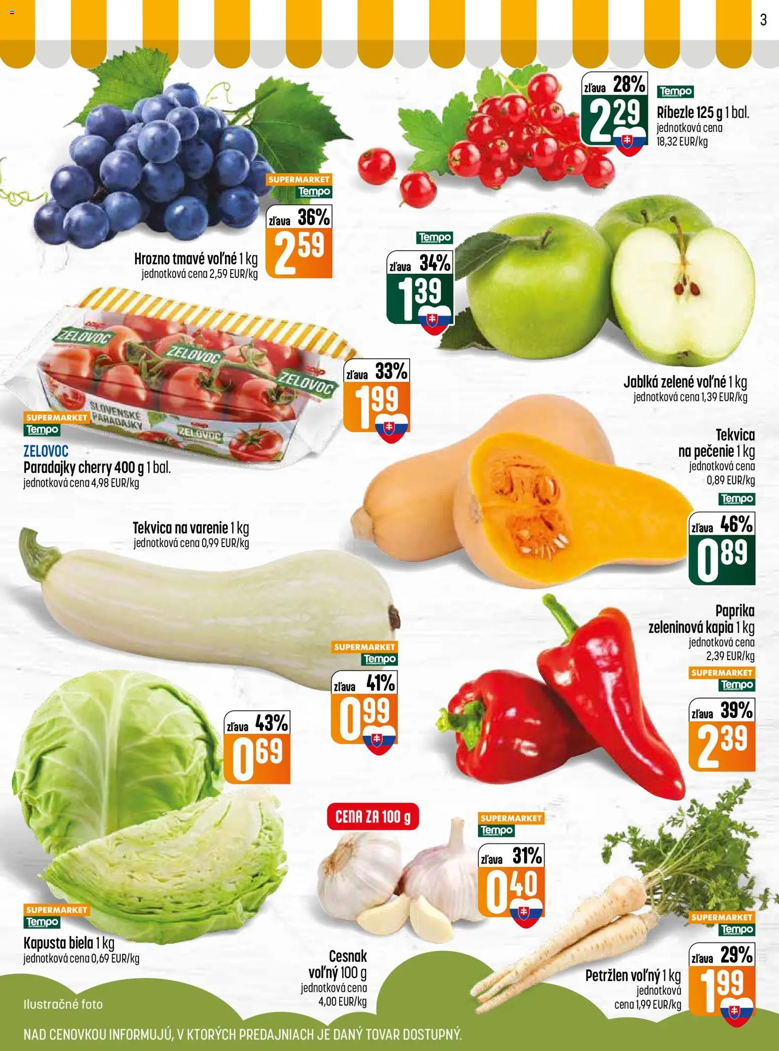 Nové COOP Jednota akcie – leták je platný od 03.09.2026 | Strana: 3 | Produkty: Kapusta, Paradajky, Petržlen, Tekvica
