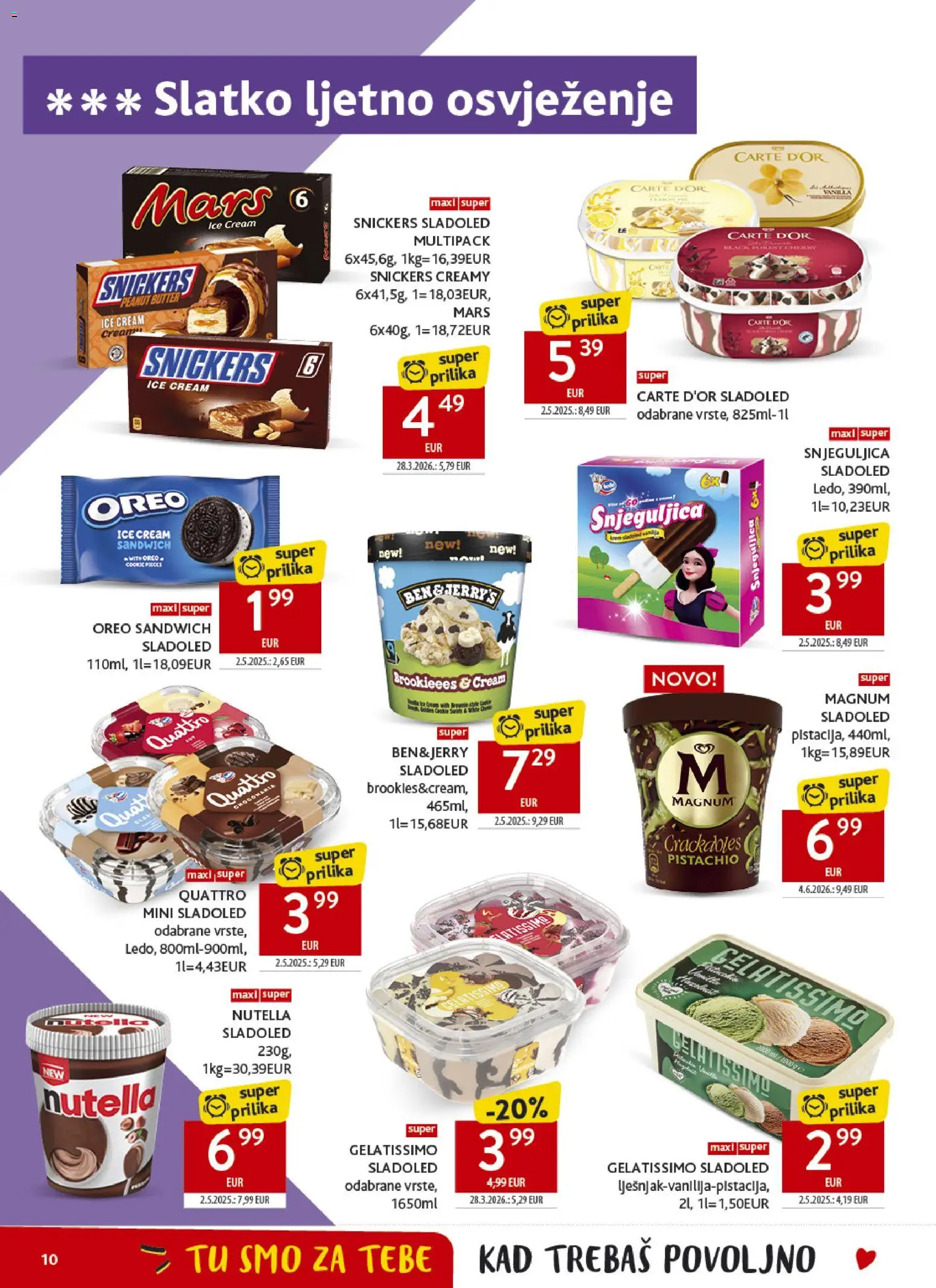 Konzum HR akciós ujság - amely érvényes a következő dátumtól: 2026.07.01. | Oldal: 10 | Termékek: Magnum, Nutella, Snickers