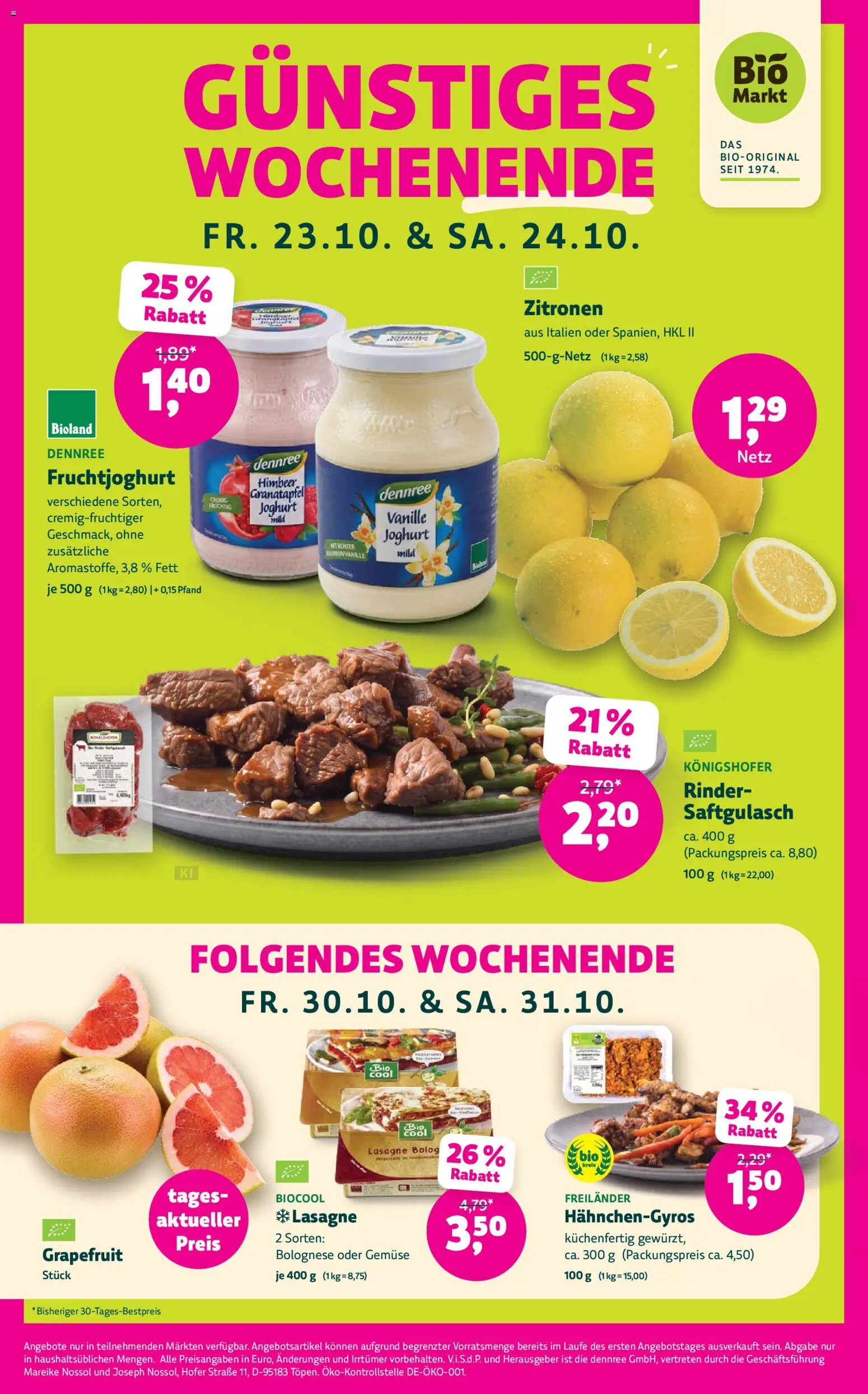 BioMarkt Prospekt – gültig ab 21.10.2026 | Seite: 4 | Produkte: Granatapfel, Joghurt, Lasagne, Grapefruit
